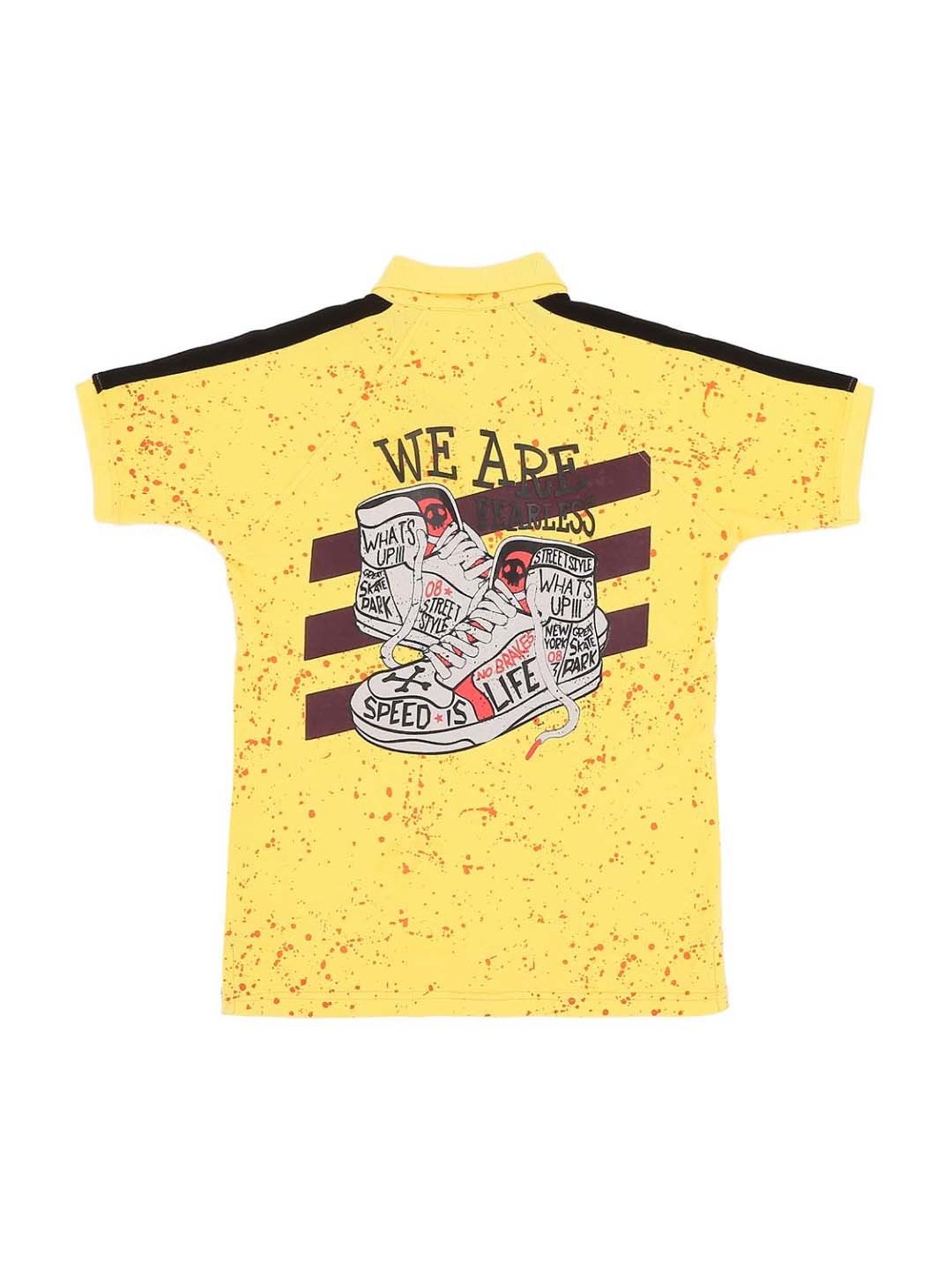 Gini & Jony Kids Yellow Cotton Printed Polo T-Shirt