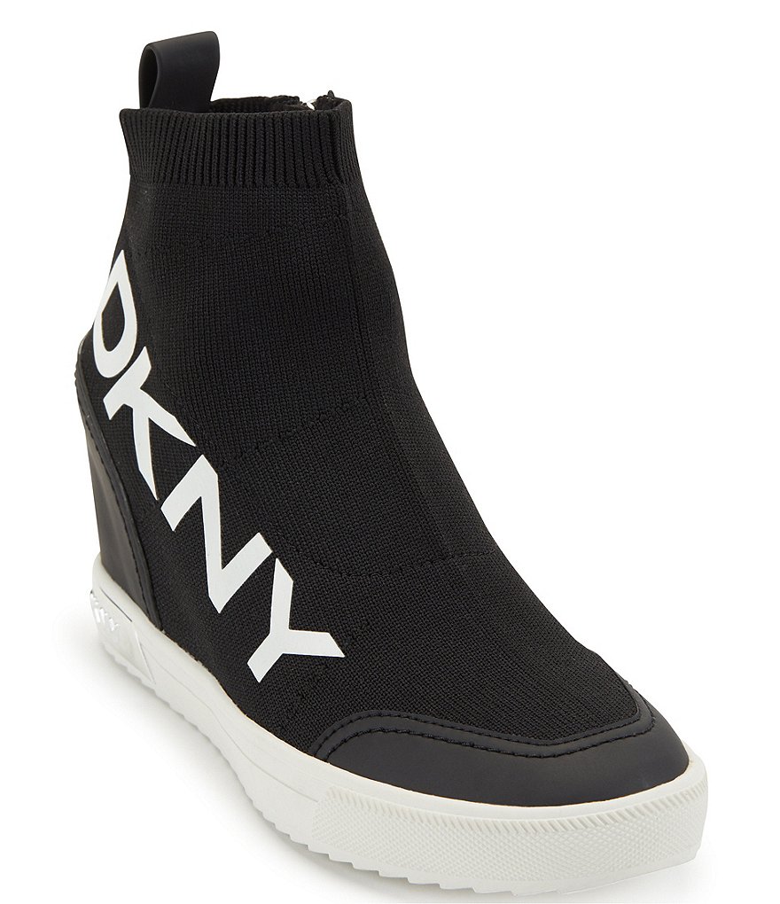 DKNY Catelin Hidden Wedge Logo Detail High Top Sock Sneakers