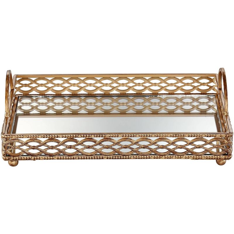 Dahlia Studios Magot 16" Wide Antique Gold Mirrored Tray