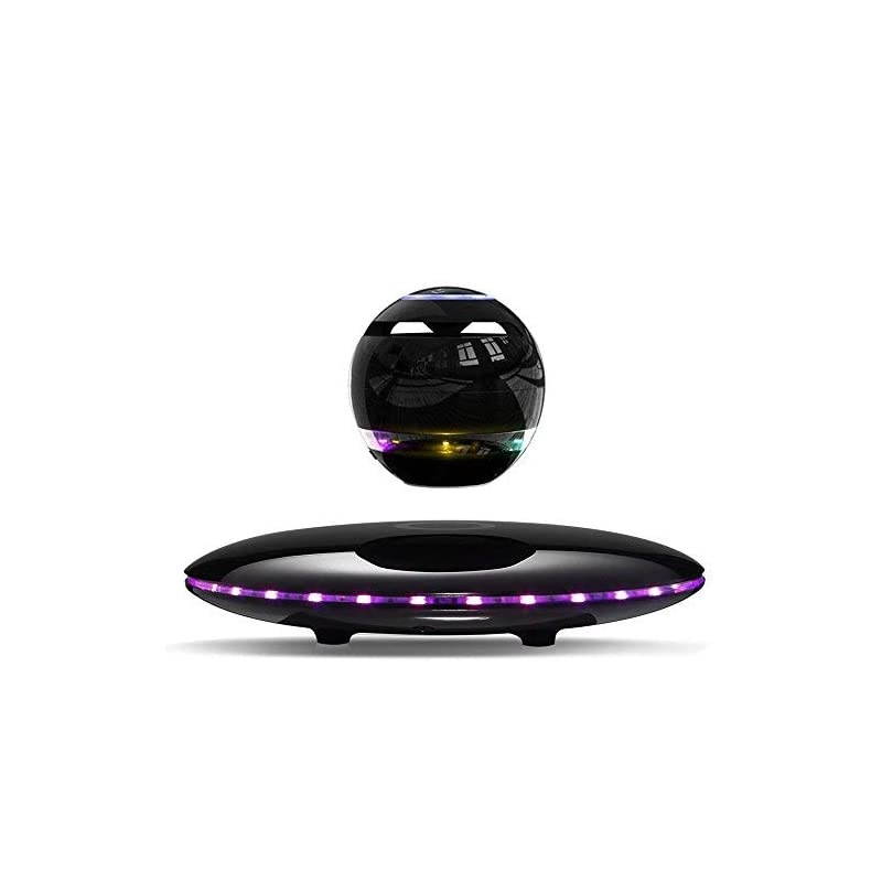 Magnetic Levitating Speaker Bluetooth 4.0 LED Flash Wireless Floating Speakers with Microphone and Touch Buttons (Black)