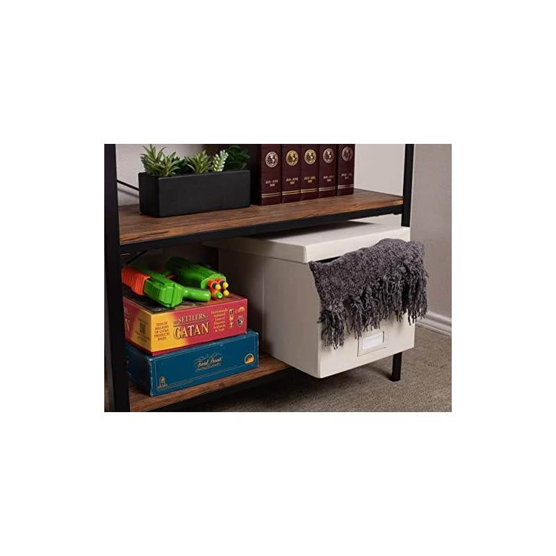 Collapsible File Storage Organizer with Lid - Decorative Linen Filing & Storage Office Box &ndash; Hanging Letter/Legal Folder &ndash; Home Office Bins Cabinet &ndash; Charcoal Container - 1 Pack