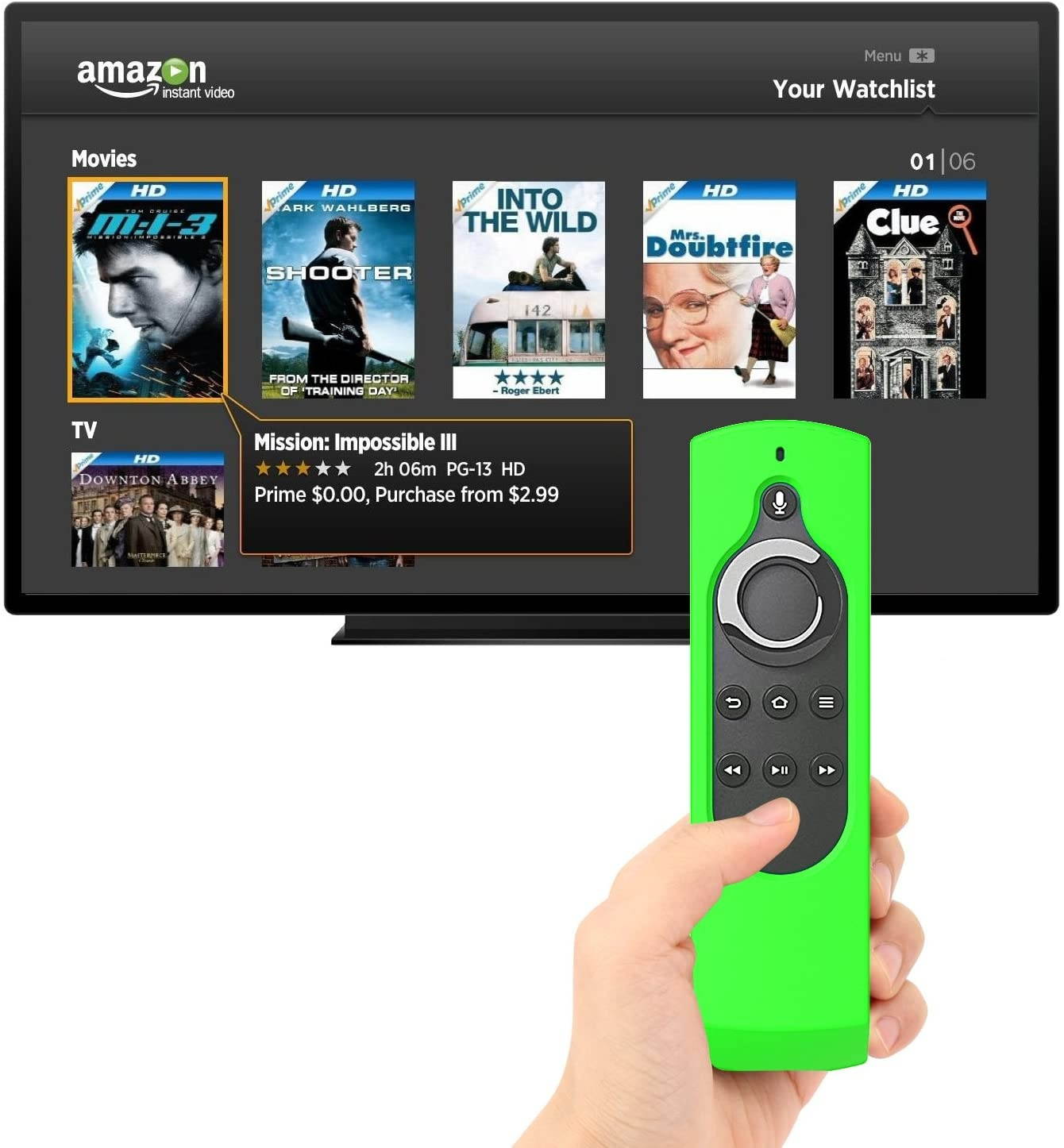 MoKo Silicone Remote Case Compatible with 5.9" Fire TV Stick 2020 Release 2016 Release with Alexa Voice Remote Control (1st Gen), [Anti-Slip] Shockproof Protective Cover Case - Green