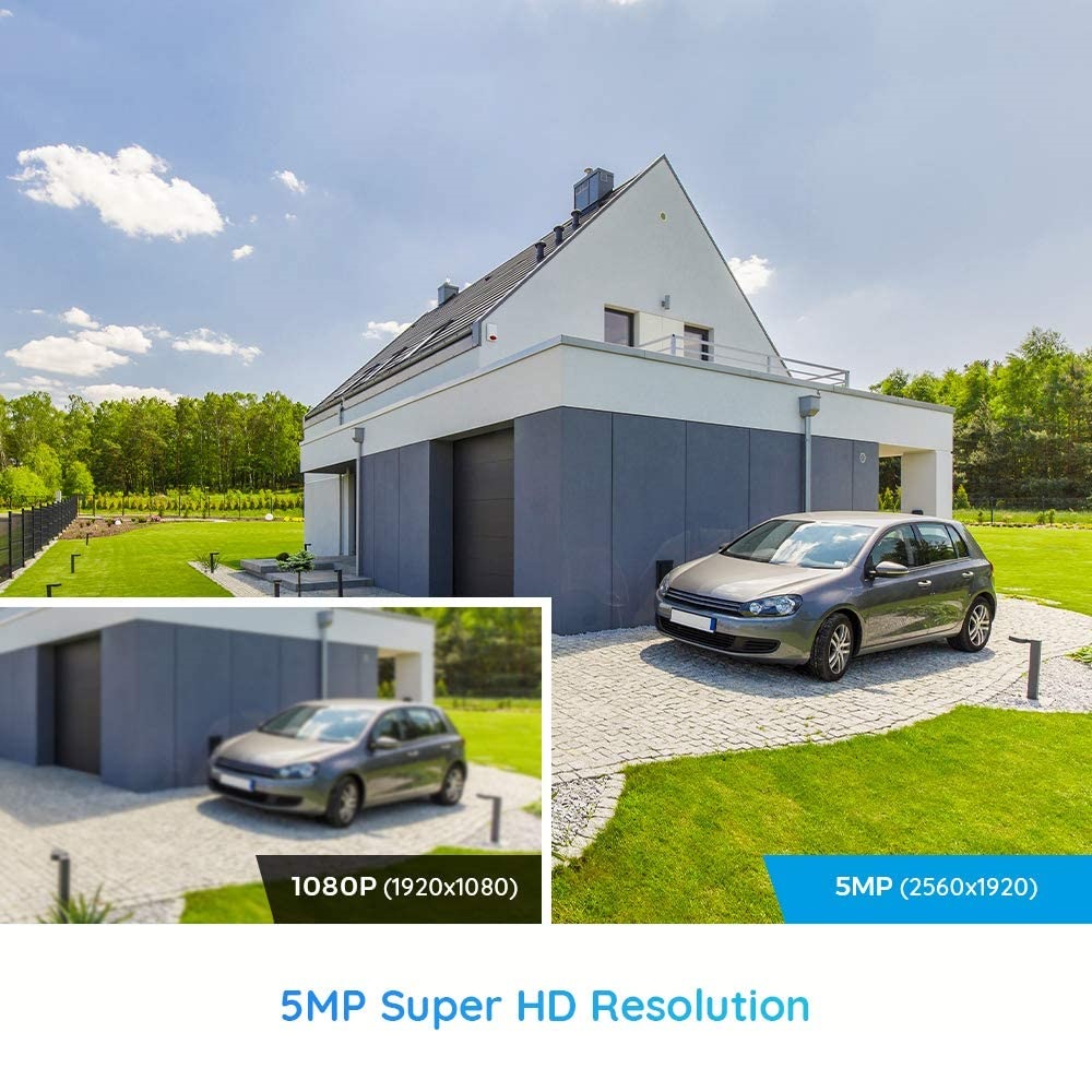 Reolink 8CH 5MP Security Camera System, 4pcs Person/Vehicle Detection 5MP Wired Outdoor PoE IP Cameras 8CH 4K 8MP NVR with 2TB HDD for 24/7 Recording, RLK8-510B4-A