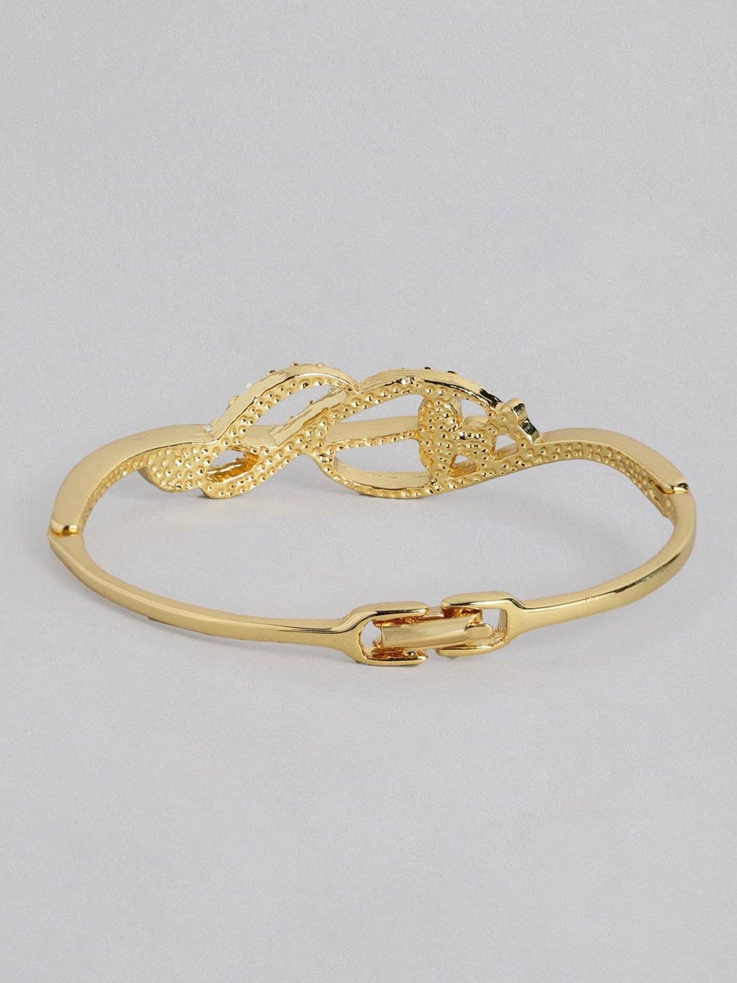 Estele Gold & Rhodium-Plated 3 Petal Wave Bracelet with Crystals for Women