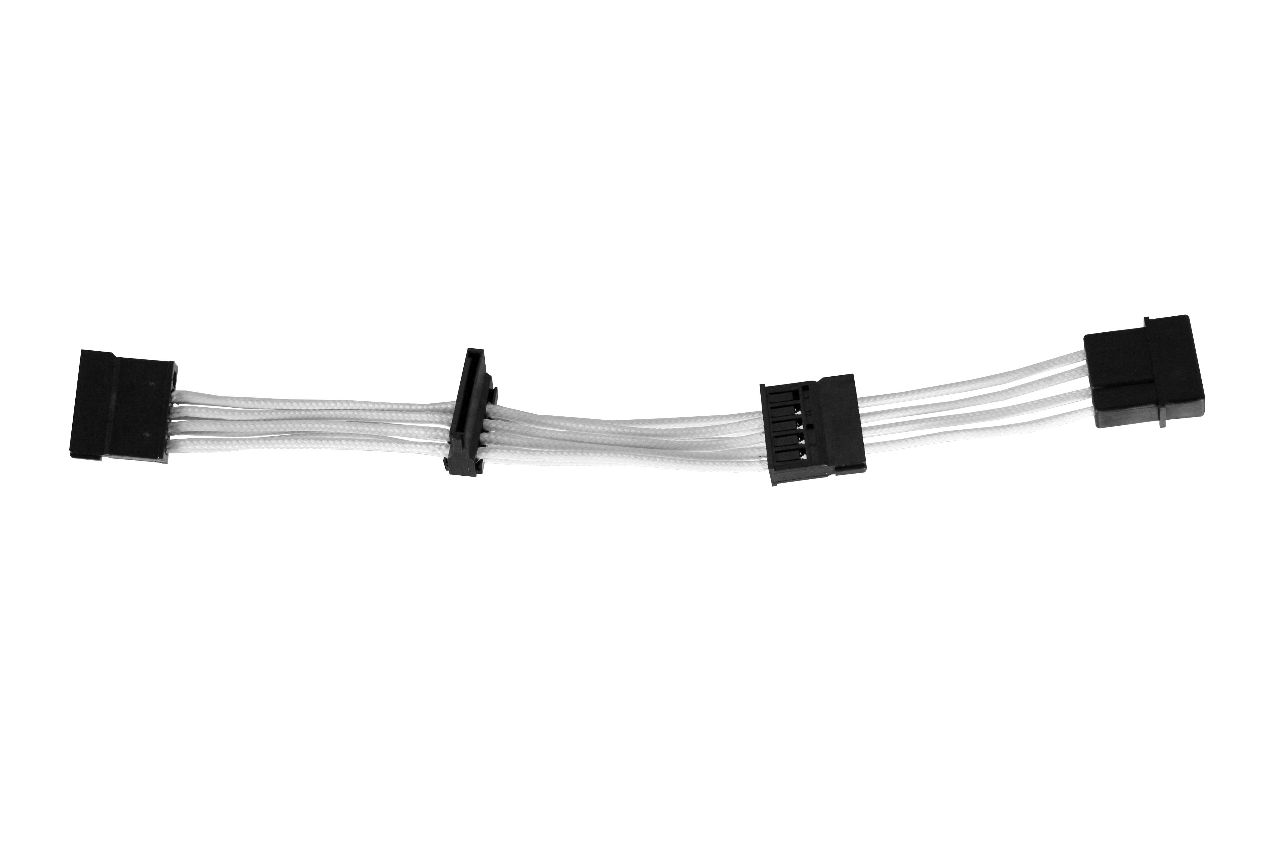 Sleeved 4-pin Molex to 3 x SATA connectors cable 8 inches long by Raidmax