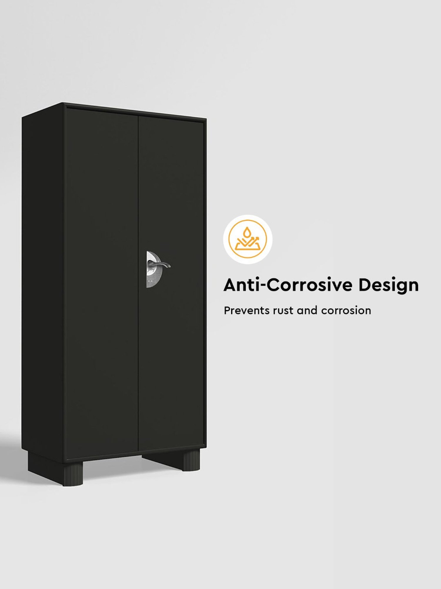 Godrej Interio Storwel  M2 2-Door Steel Almirah, Graphite Grey (1-Year Warranty, 1 Locker)