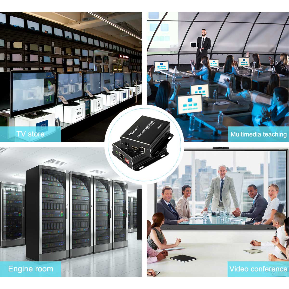 TESmart 400ft HDMI KVM Extender Over TCP/IP Ethernet/Over Single Cat5e/cat6 Cable 1080P with IR Remote (One Sender + One Receiver)