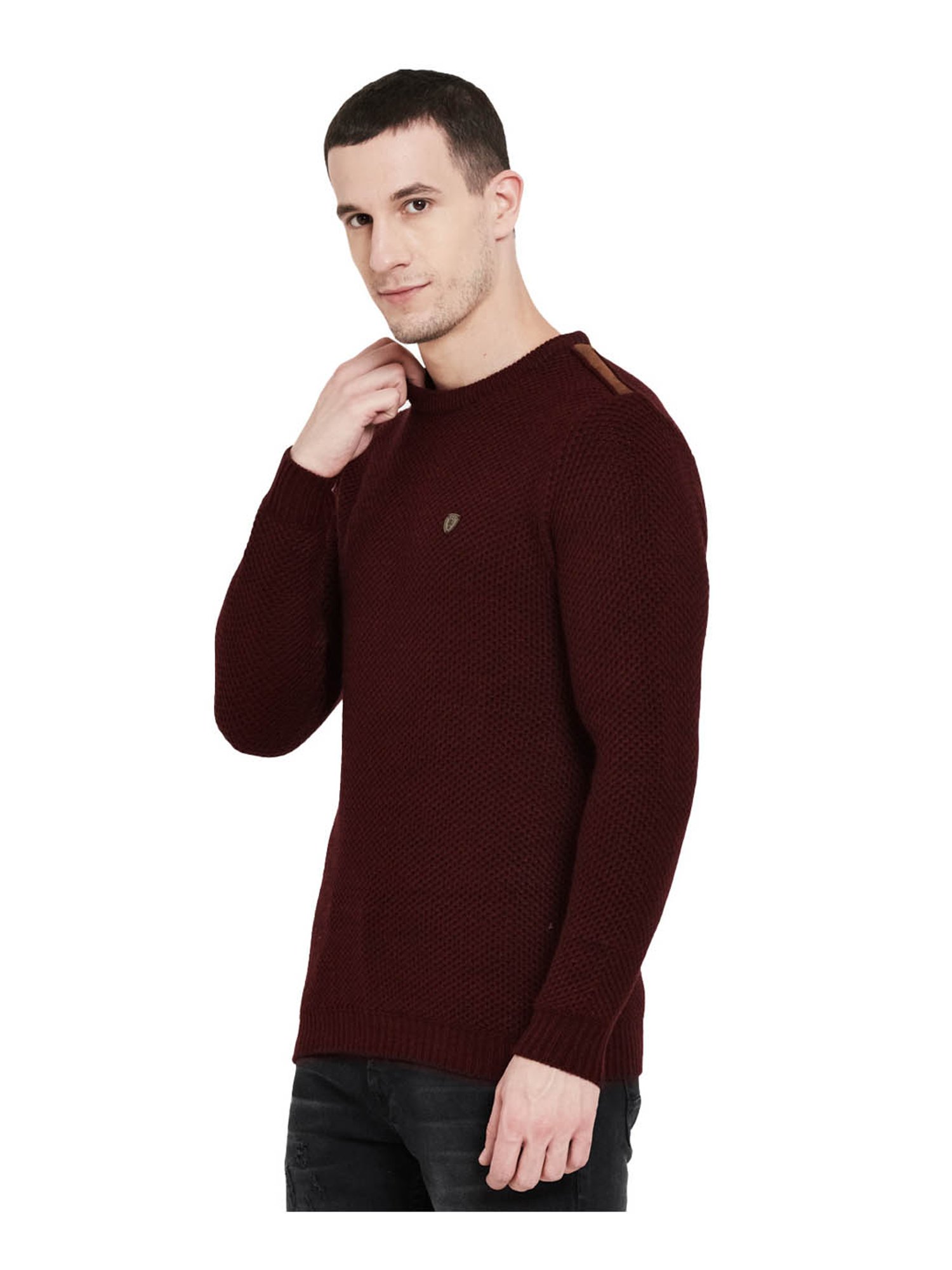 Duke Wine Self Striped Sweater