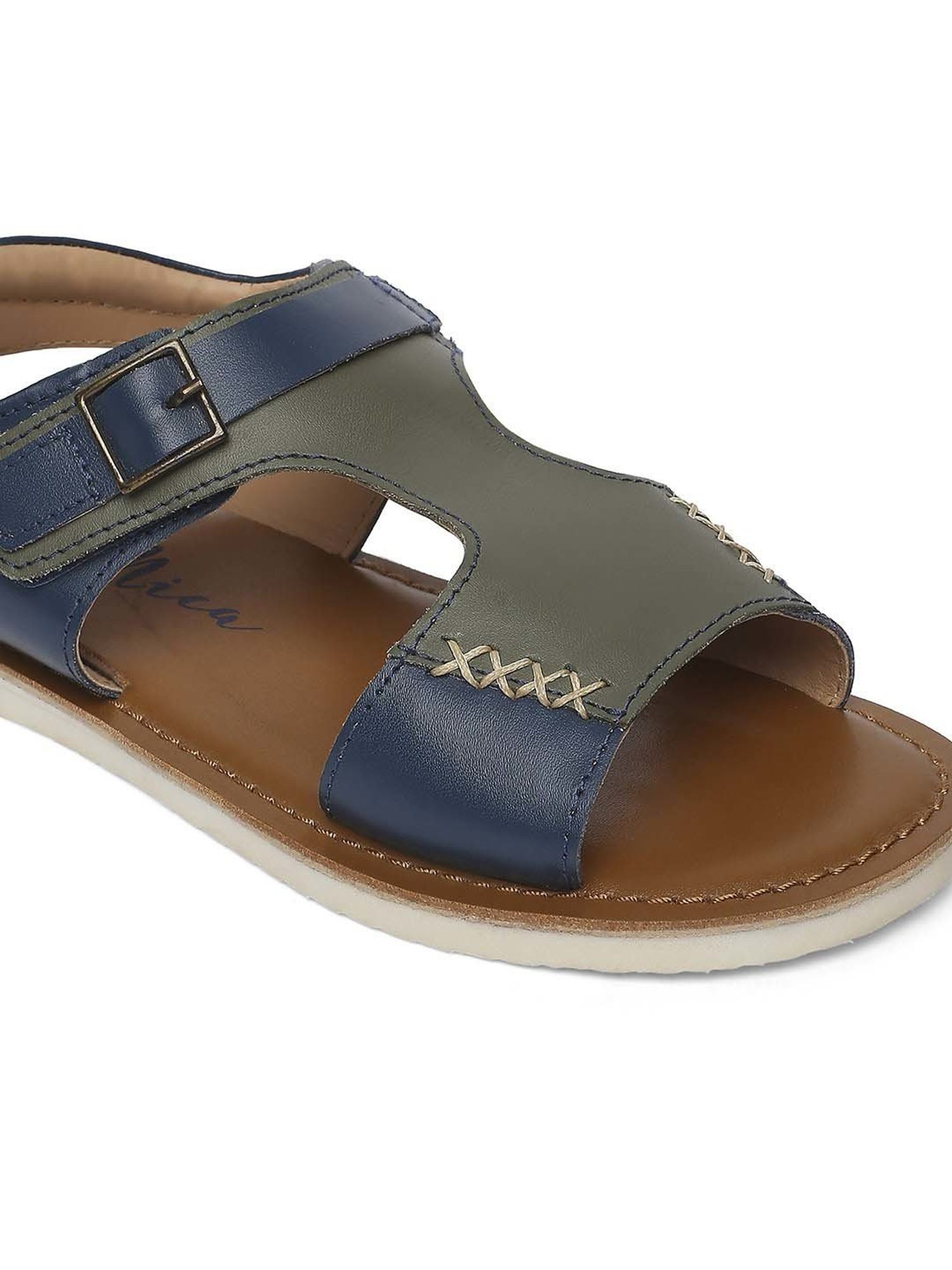 Aria Nica Kids Steve Olive & Blue Casual Sandals