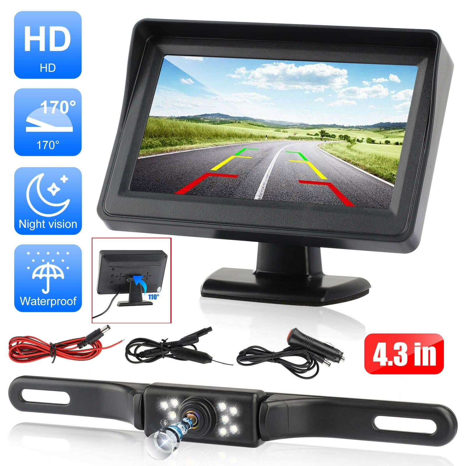 2.4G Wireless Car Backup Camera Rear View Parking System + 4.3" LCD TFT  Monitor