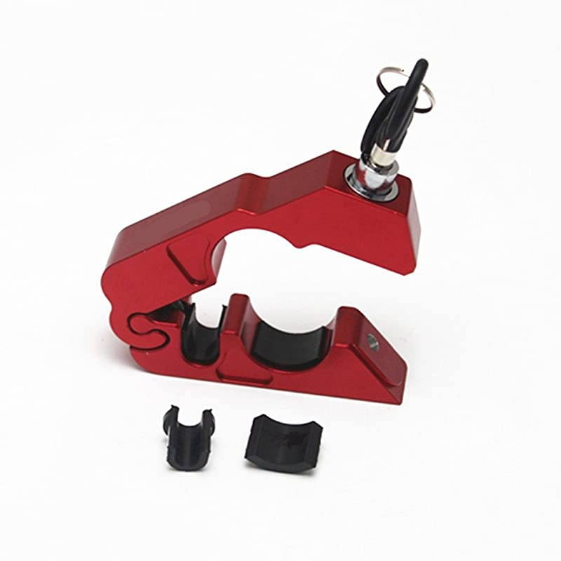 Motorcycle Handlebar Grip Brake Lever Lock,Anti Theft Security Caps-Lock (Red)