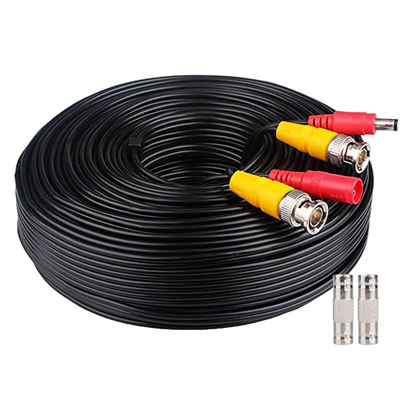 4x200ft BNC Cable All-in-One Siamese Video and Power Security Camera Cable Extension Wire Cord with 2 Female Connectors for All Max 5MP HD CCTV DVR Surveillance System,200ft 4pack Cable, White