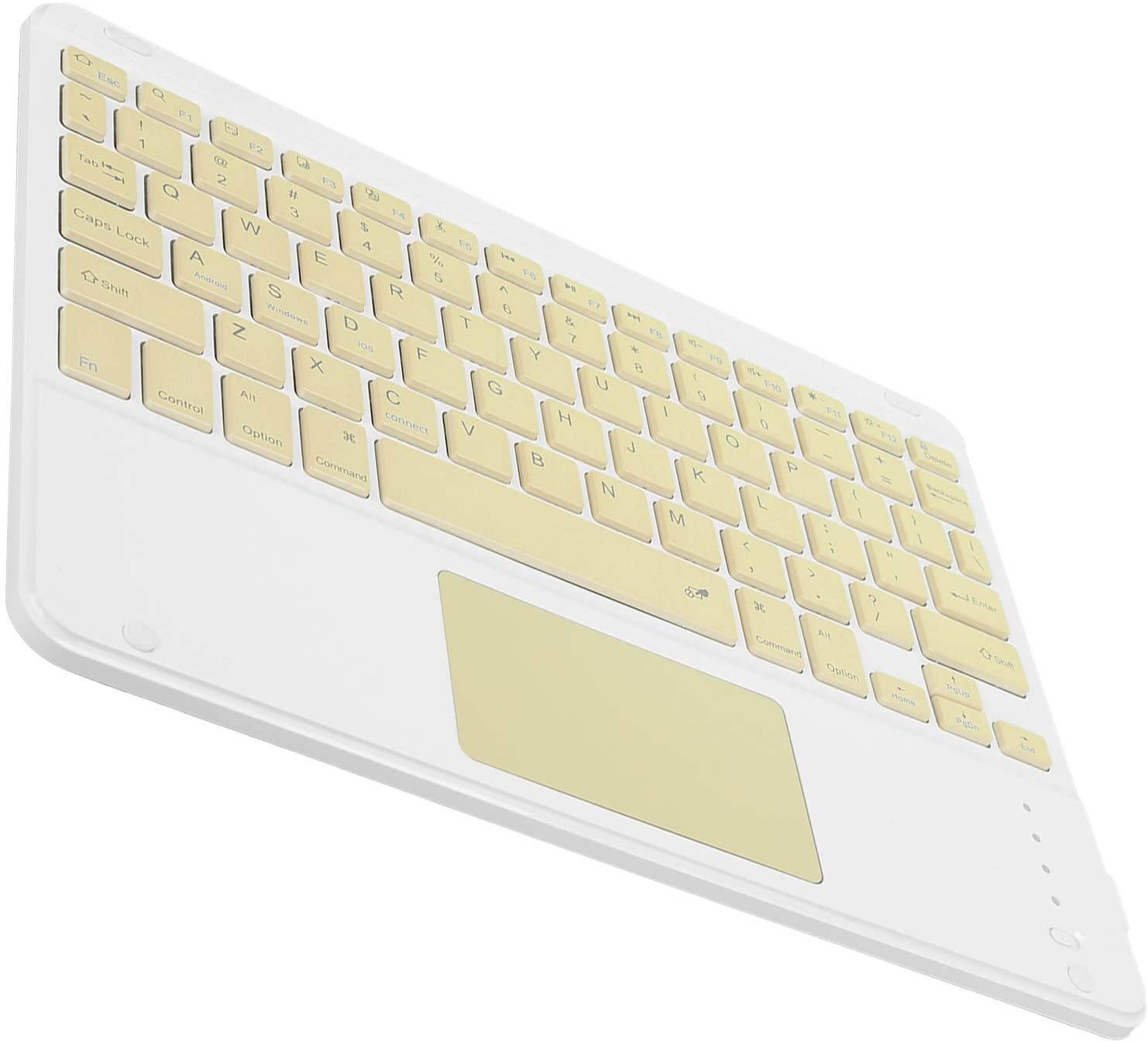 Universal Wireless Bluetooth Keyboard, Mobile Phone Computer Keyboard with Touch Rechargeable, Ultra-Thin, Bluetooth 3.0 Connection, Compatible with Windows, iOS, Android(Yellow)