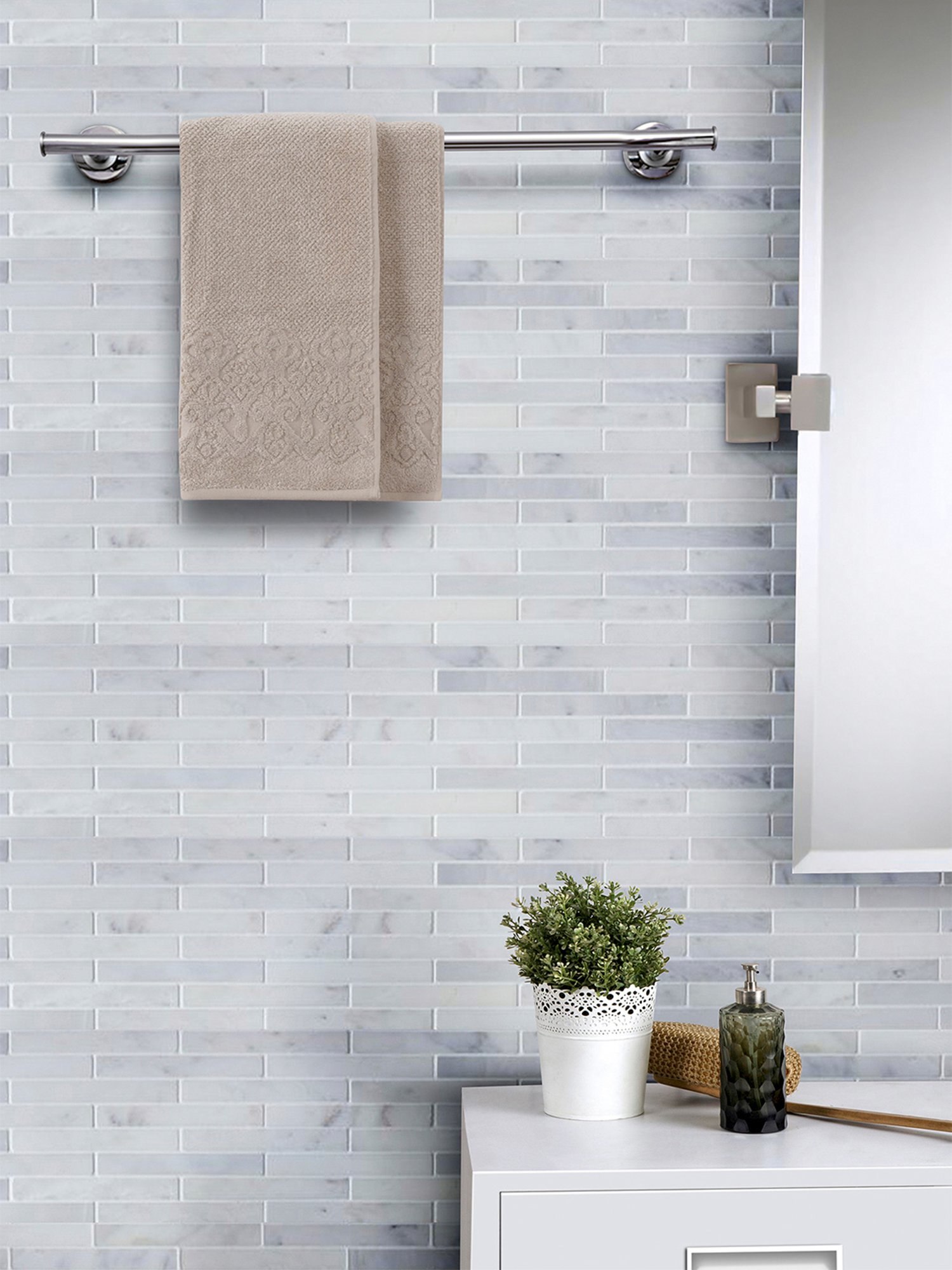 Maspar Beige 550 GSM Cotton Hand Towel - Set of 2