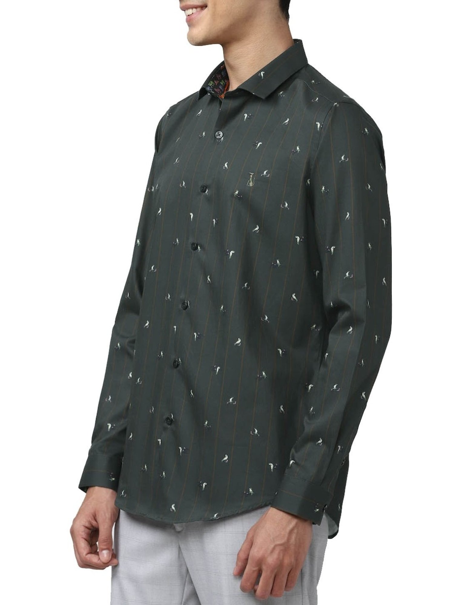 Simon Carter London Grey Printed Slim Fit Shirt