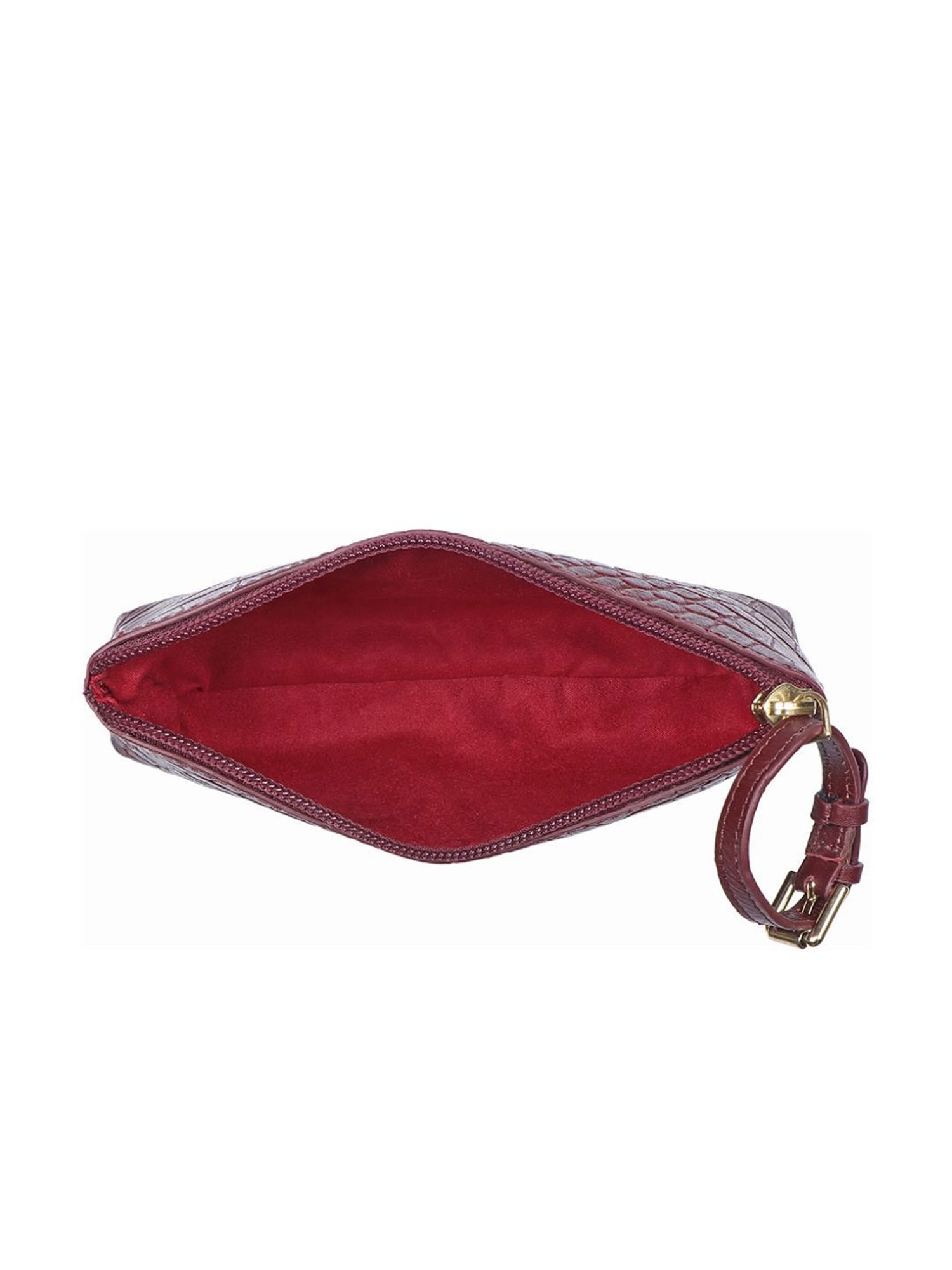 Hidesign Freedom Red Textured Medium Shoulder Handbag With Pouch