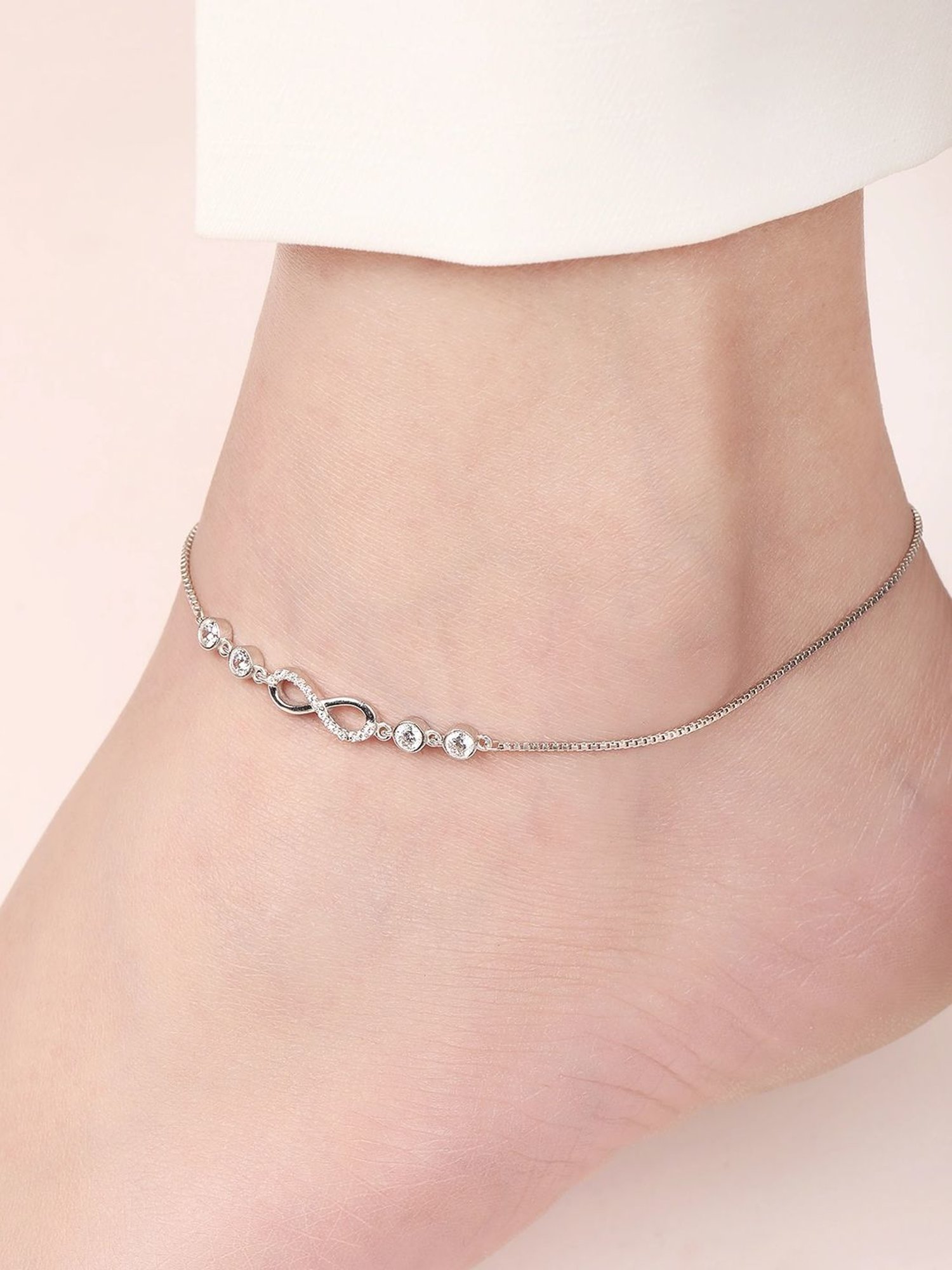 ZAVYA 925 sterling silver infinity anklet for women premium