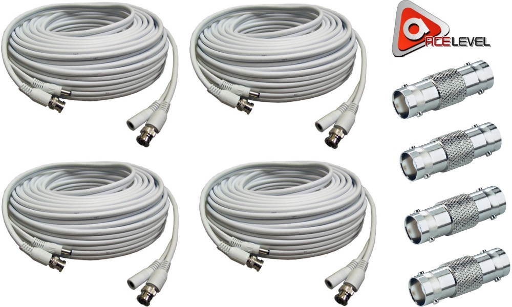ACELEVEL 4PK RG59 PREMIUM UL LISTED 100FT CAB FOR SDI MACE SYSTEMS WHITE COLOR