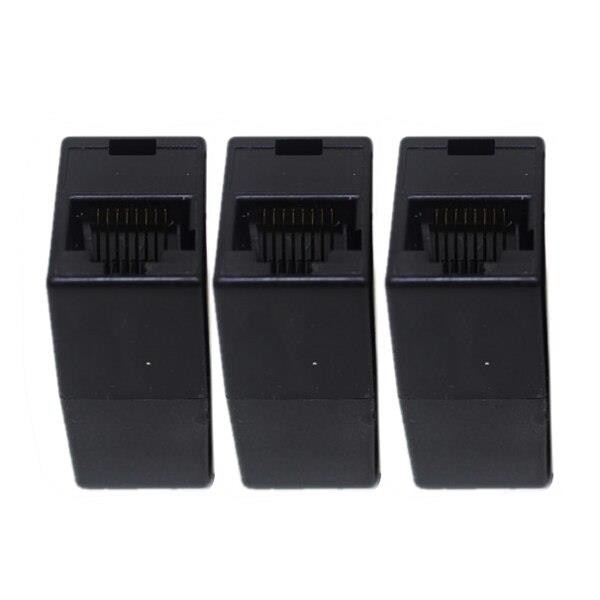 Plastic RJ45 8P8C Female to Female LAN Couplers - Black (Pack of 10)