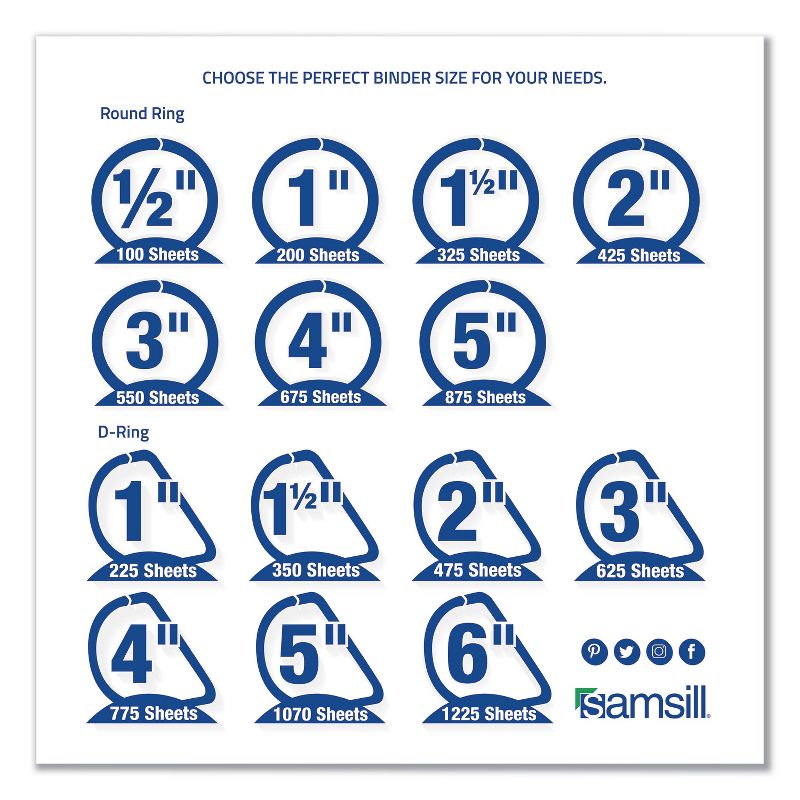 Samsill Economy Round Ring View Binders 3 Rings 1 Capacity 11 x 8.5 White 17337