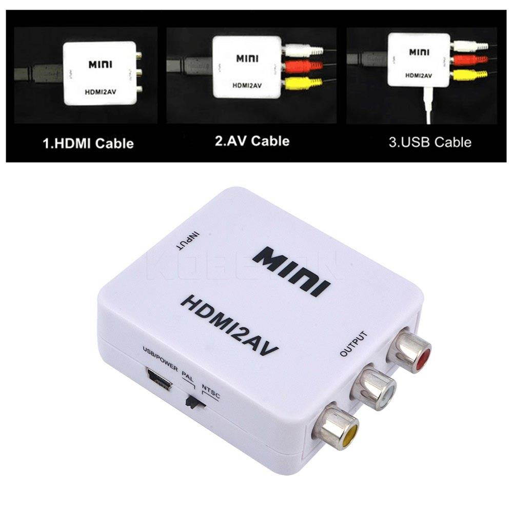 Multifunction Mini HD 1080P HDIM to RCA/AV/CVSB L/R Video Converter Box Adapter Support  NTSC PAL Output HDMI2AV