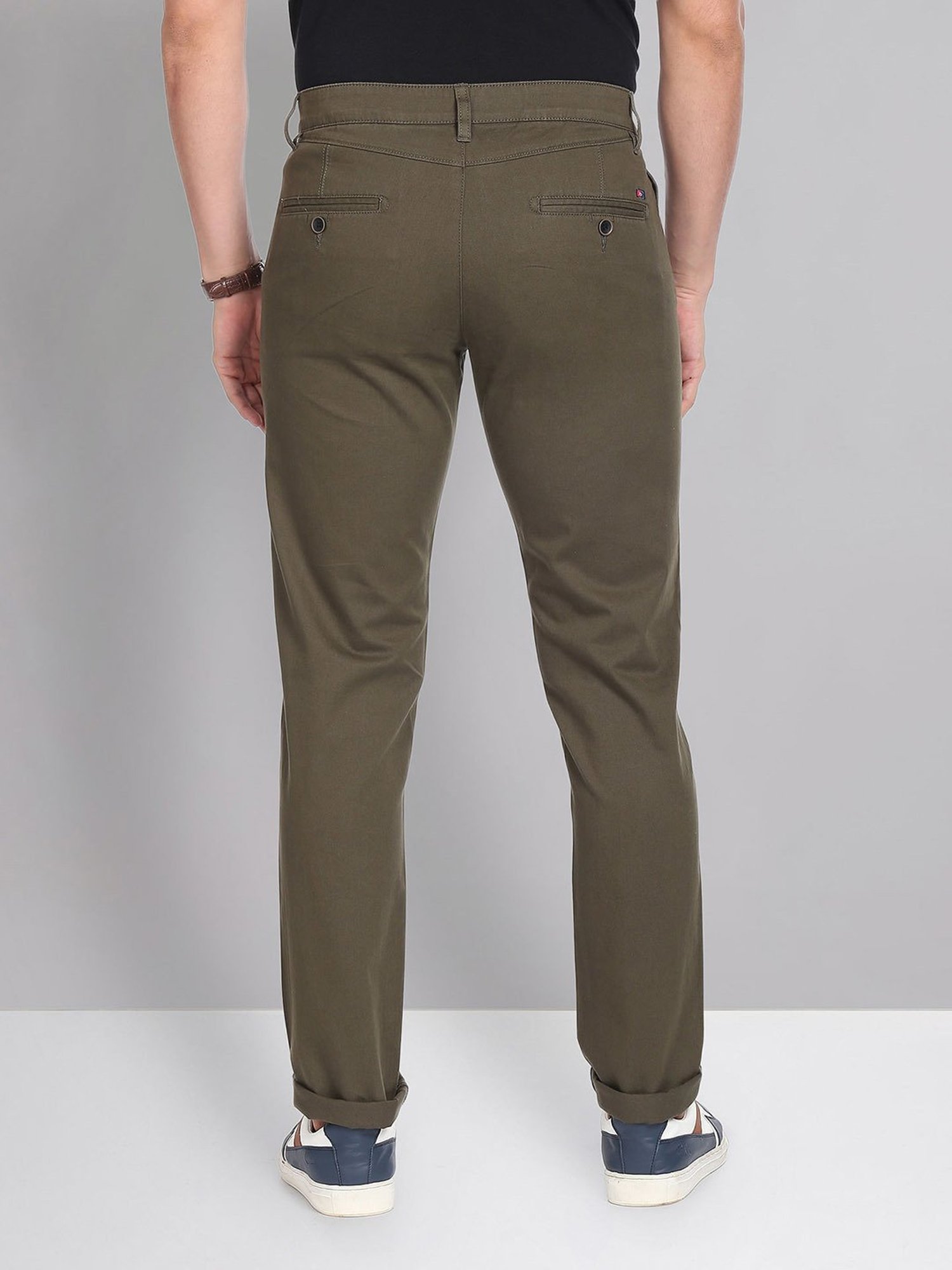 AD by Arvind Dark Green Slim Fit Chinos