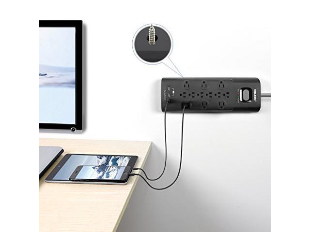 High Performance Surge Protector Power Strip, Multi-Function 12 Outlets Surge Protector Power Strip with 3 USB Charging Ports (5V/3.1A) and 6 feet Heavy Duty Extension Cord, ONE FOR ALL