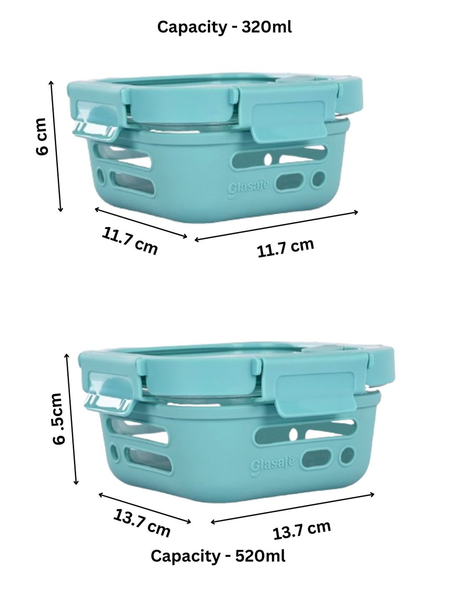 Glasafe Fresh Grip Slate Grey Borosilicate Tiffin - Set of 2