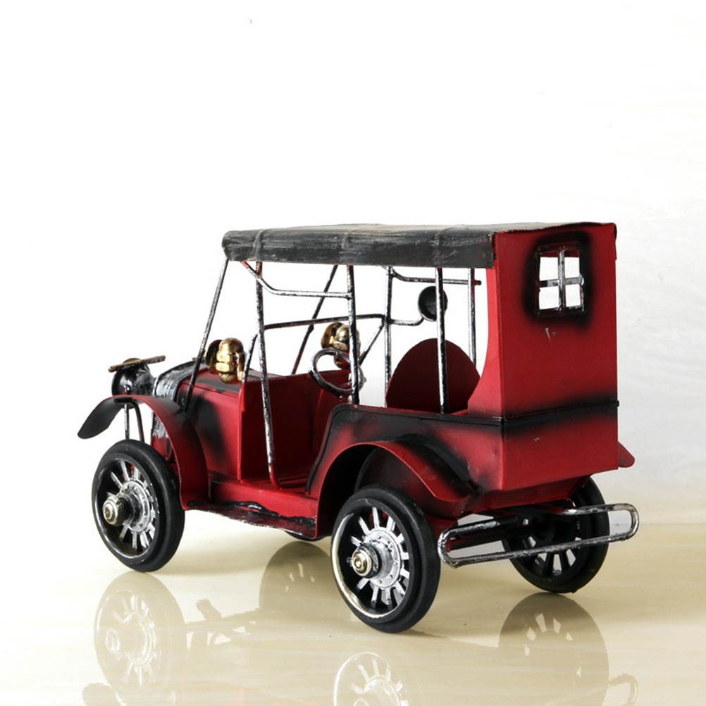 Metal Antique Vintage Car Model Home Decor Ornaments Handmade Handcraft Collections Vehicle Toys Photography Props (White)