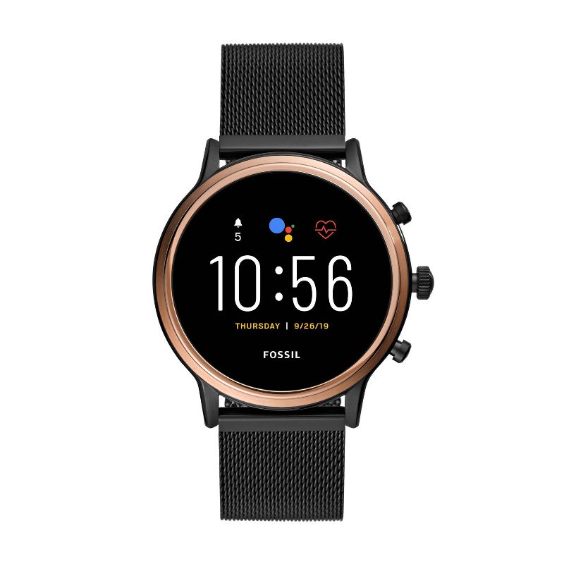 Fossil Gen 5 Smartwatch Julianna HR 44mm - Black Stainless Steel Mesh