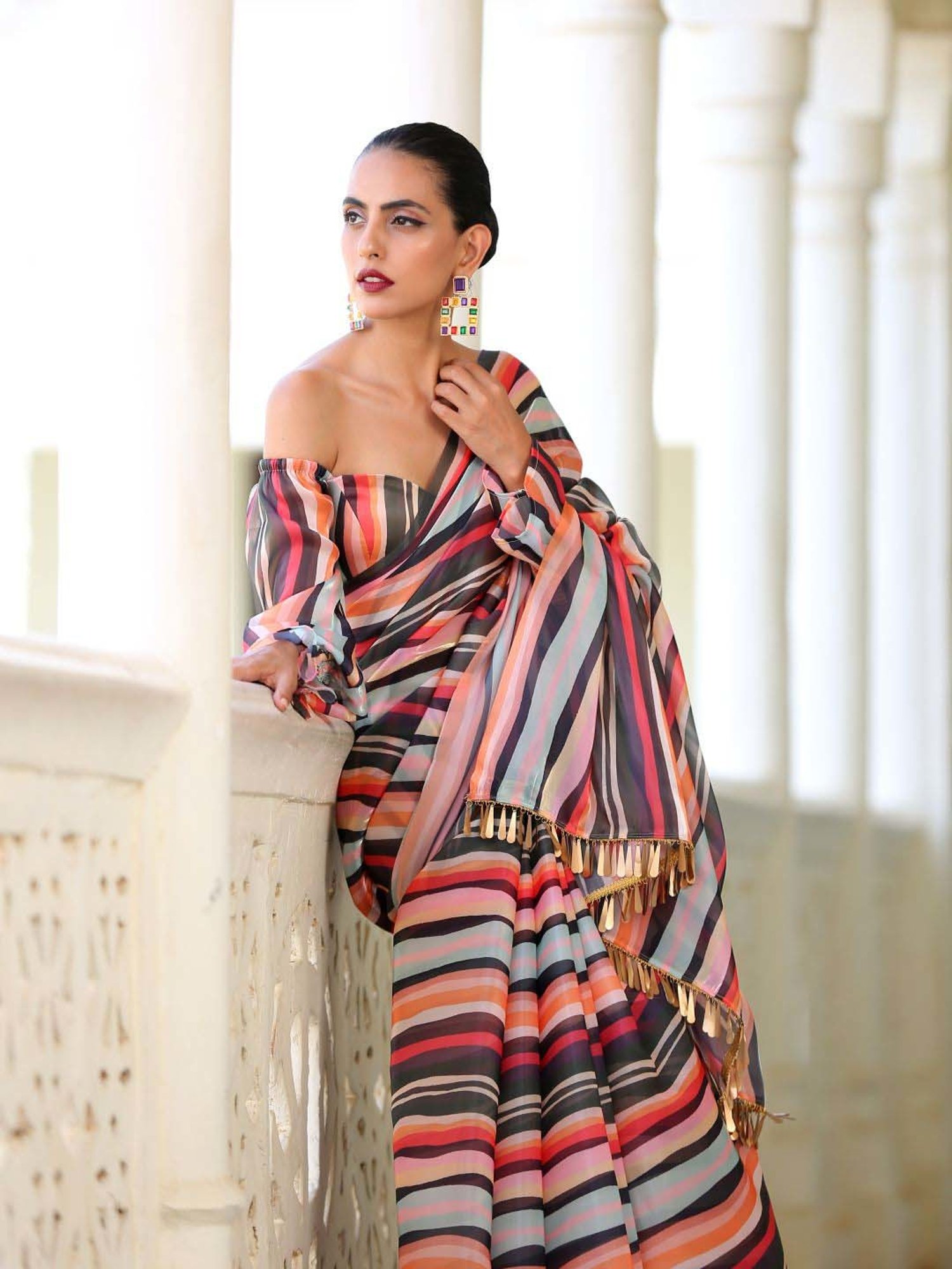 Swtantra Multicolored Striped Readymade Blouse