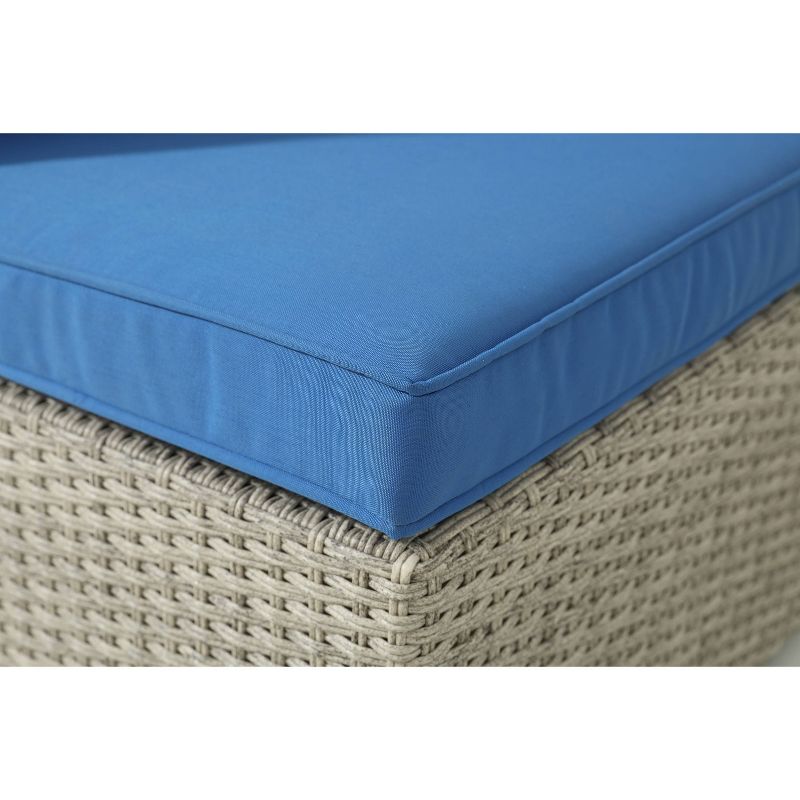 5pc Wicker Rattan Seating Set with Blue Cushions - Accent Furniture