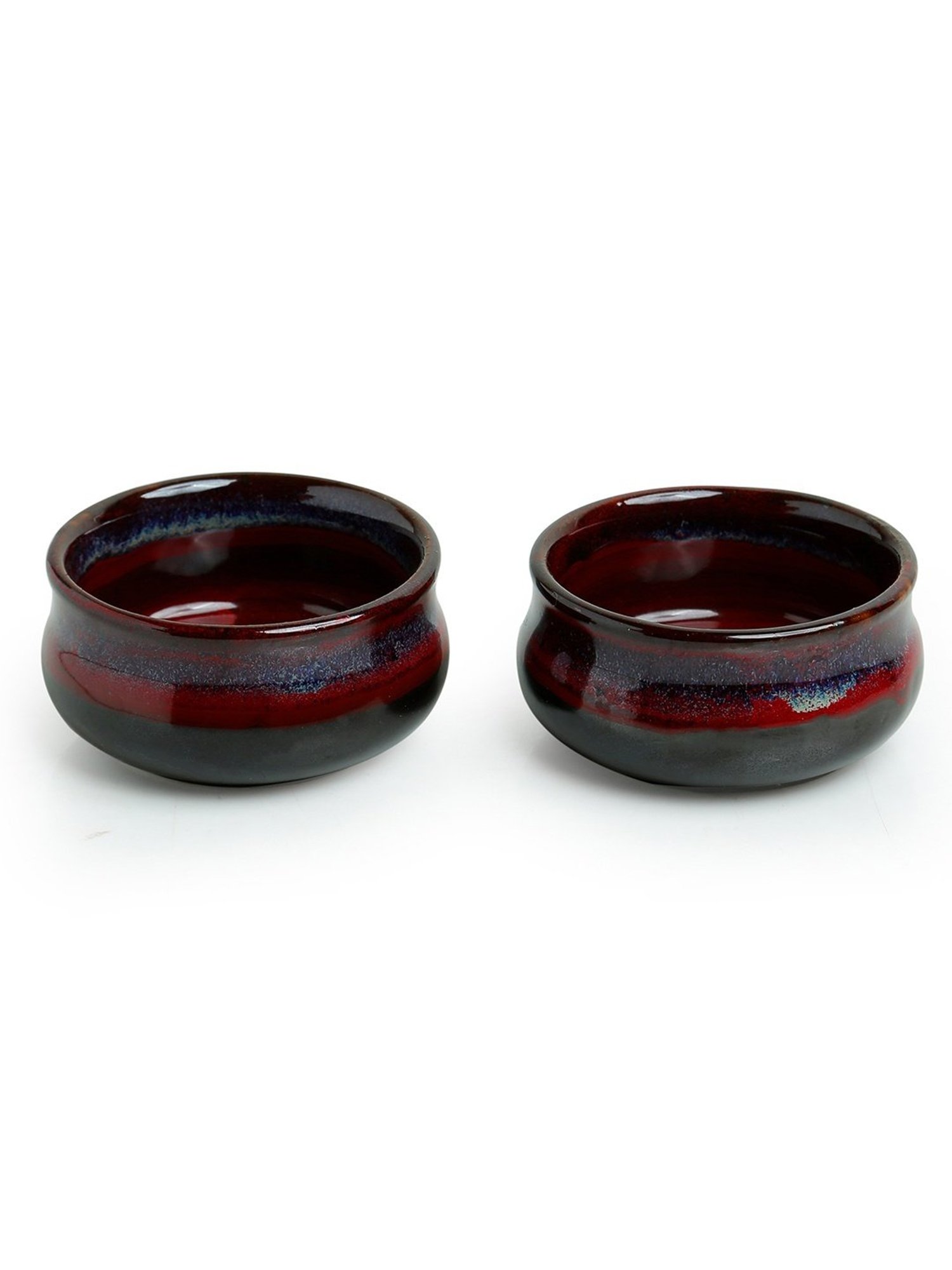 ExclusiveLane 'Blushing Lava' Hand Glazed Studio Pottery Ceramic Chutney & Pickle Bowls (Set Of 2)