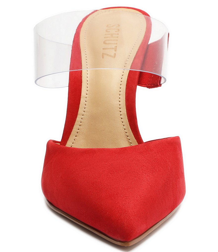 Schutz Sionne Suede & Clear Strap Dress Mules