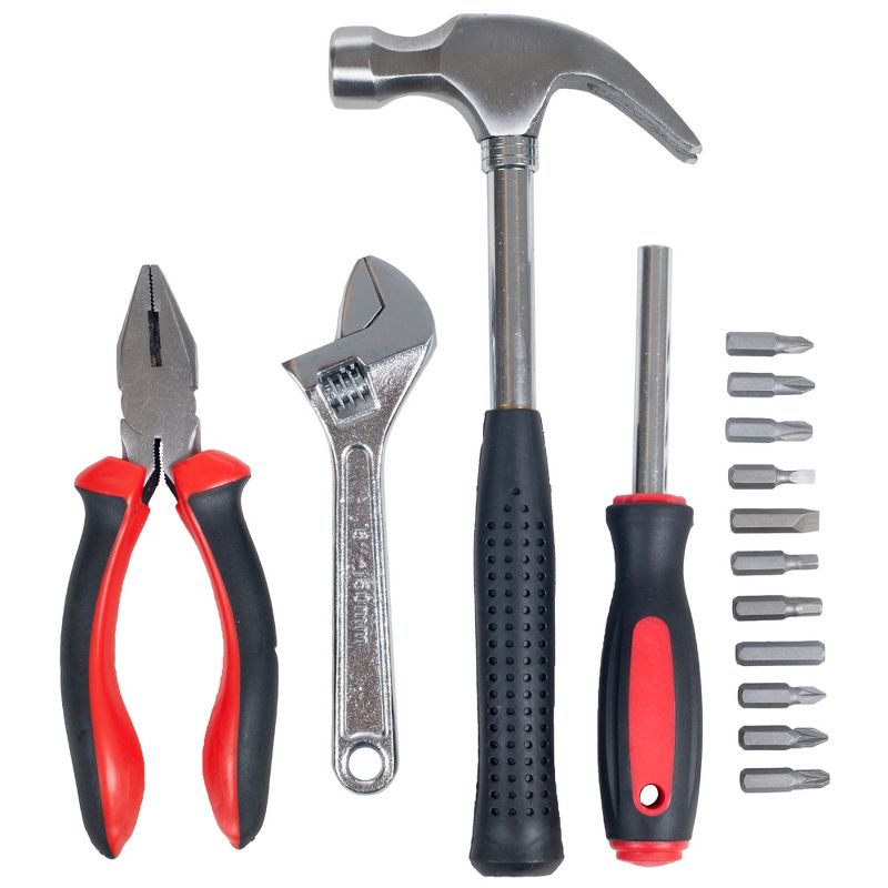 Stalwart 15pc Household Hand Tools Set Red