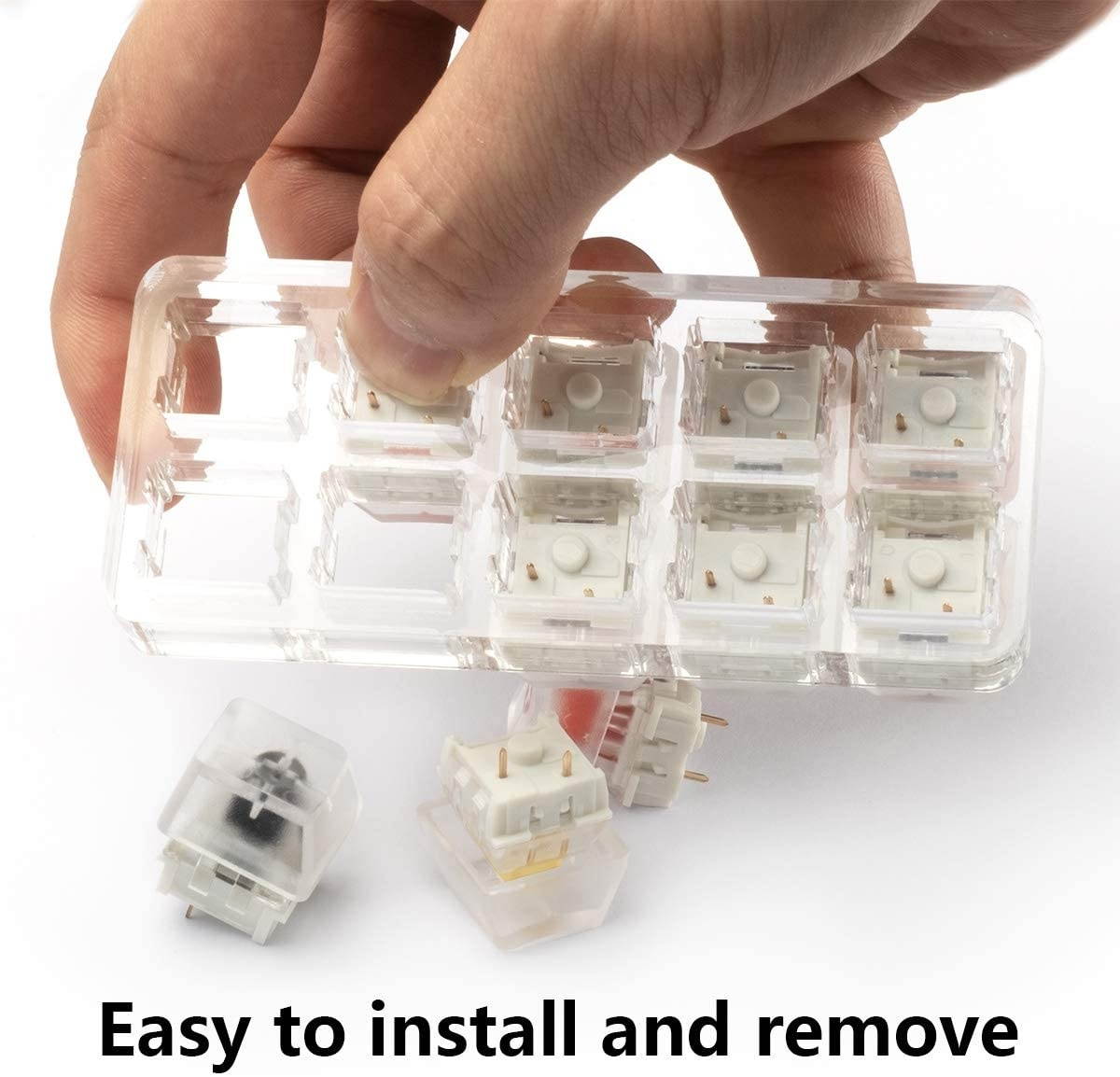 10-Key Kailh Box Switch Tester, Velocifire Switch Testing Tool for Mechanical Keyboards, Clear Keycaps, O-Ring Sampler Tester Kit