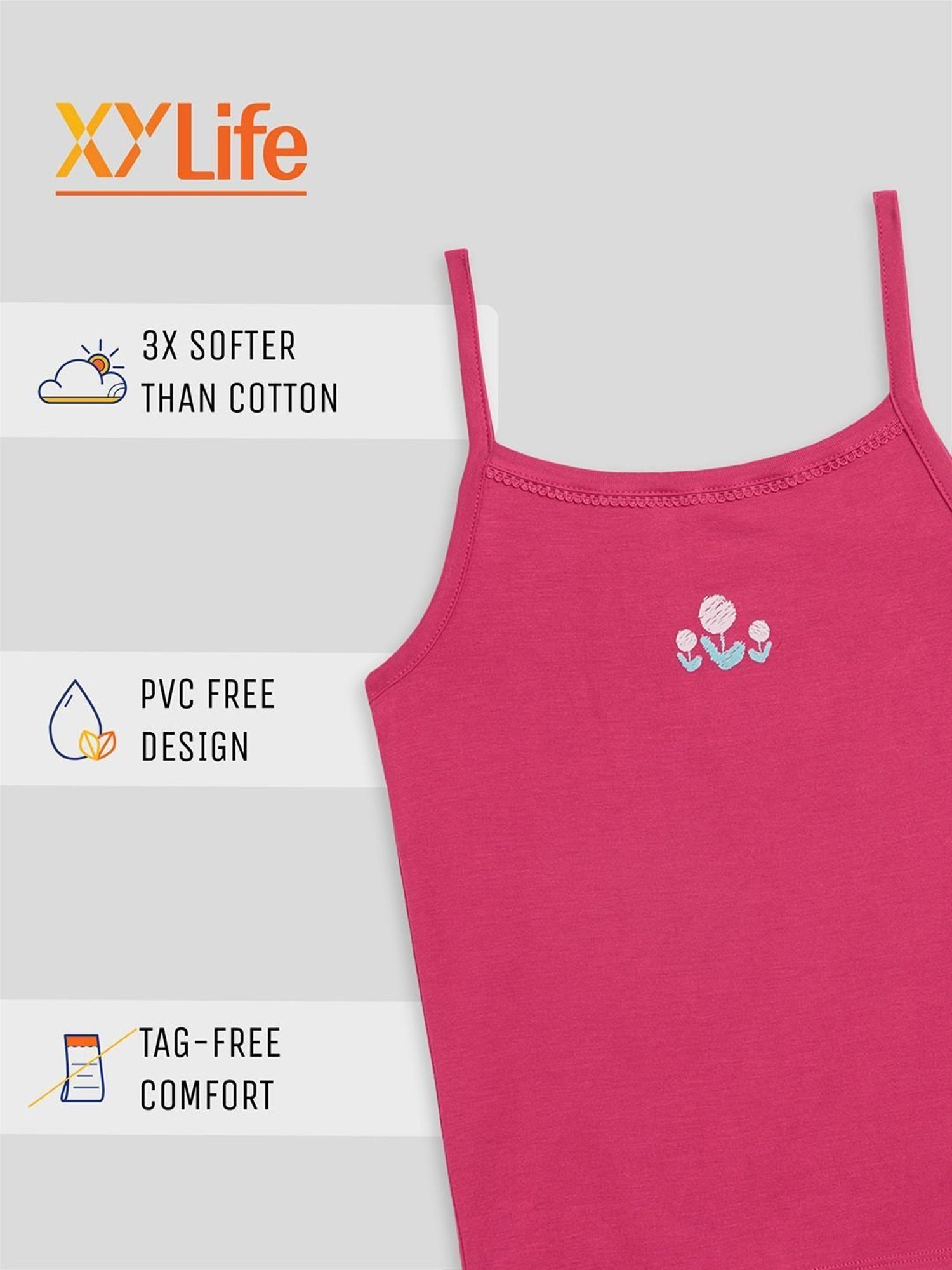 XY Life Kids Green & Pink Relaxed Fit Camisole (Pack of 2)