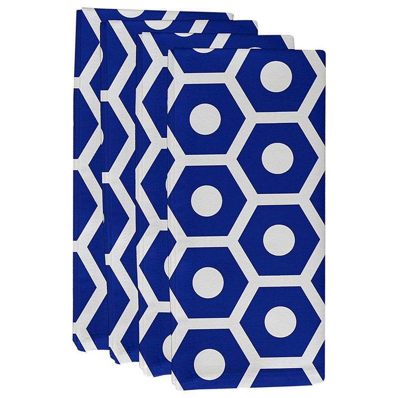 Dazzling Blue Geometric Throw Napkin Set (19"X19") - E By Design