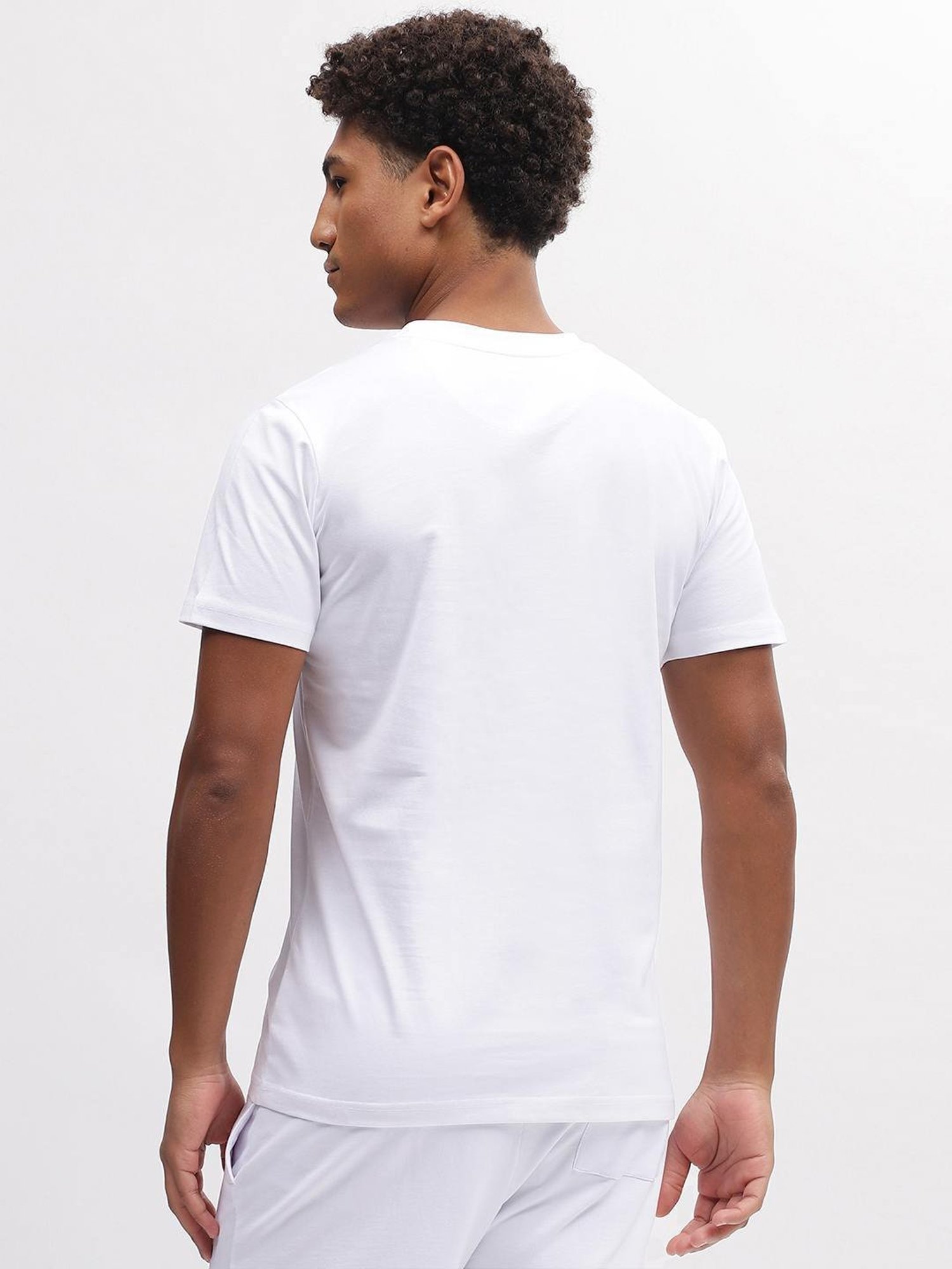 Iconic White Cotton Regular Fit Embroidered T-Shirt