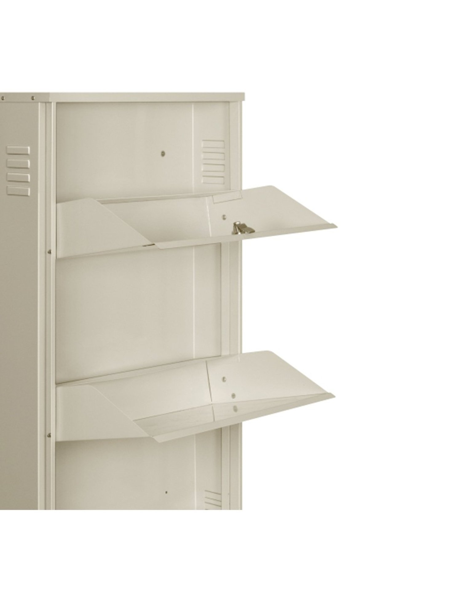 Delite Kom Metal Shoe Rack - 20" 4 Shelf, Ivory, PowderCoat, Wall Mount, DIY