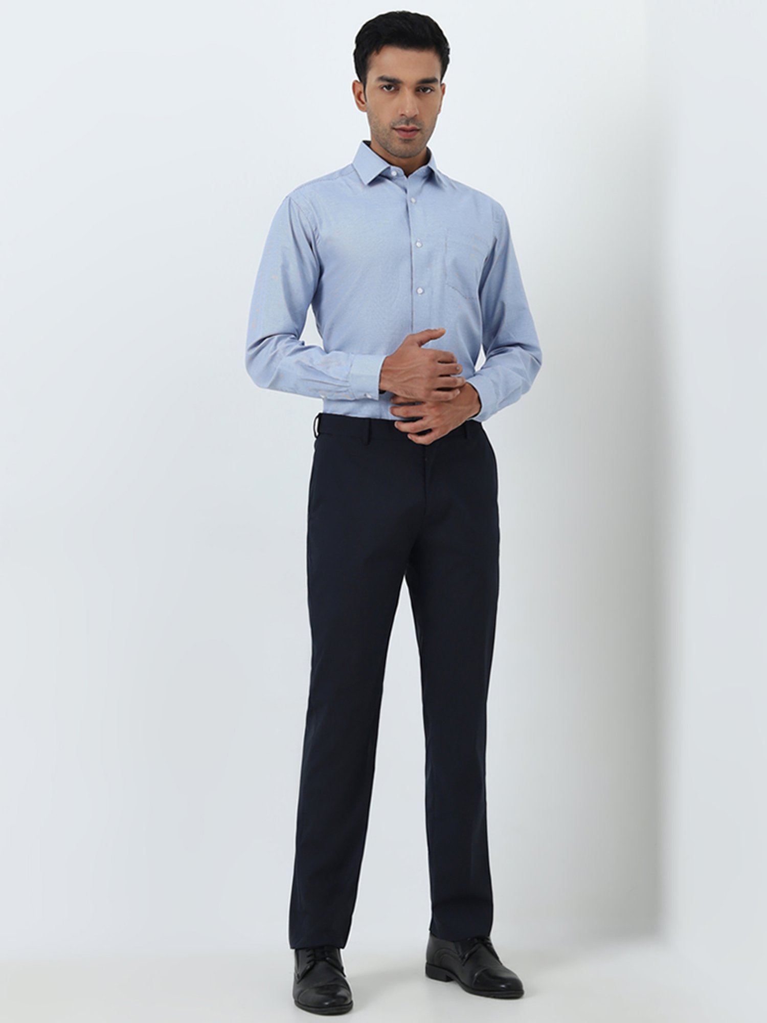 WES Formals by Westside Blue Checks Patterned Relaxed-Fit Shirt
