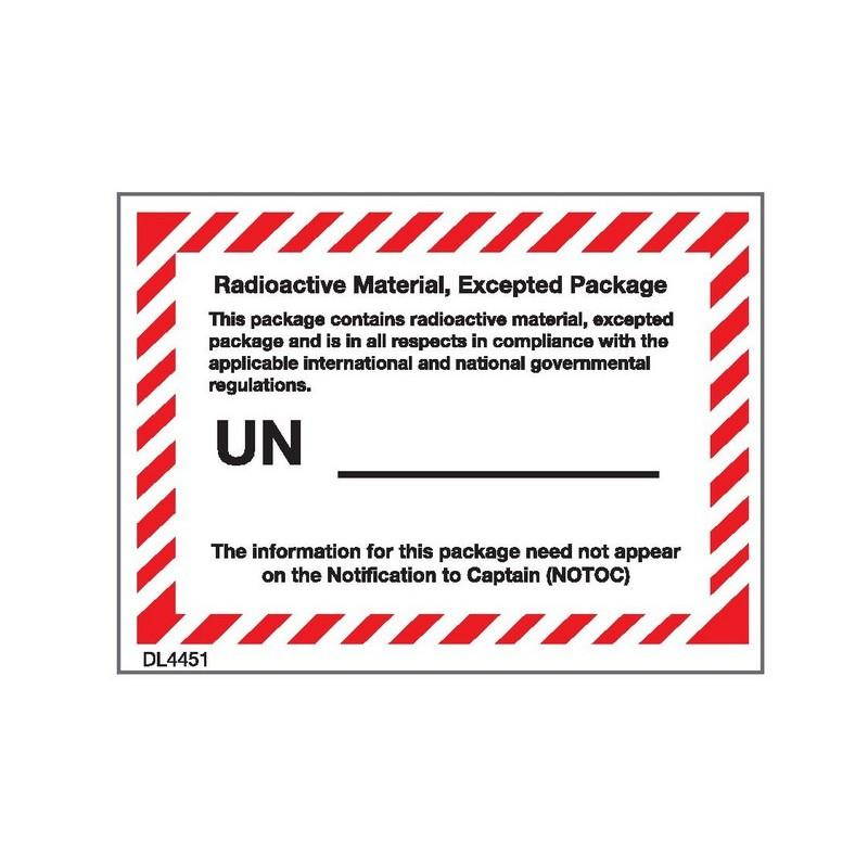 4-3/8" x 3-1/4" Radioactive material, excepted package labels (500 per Roll)
