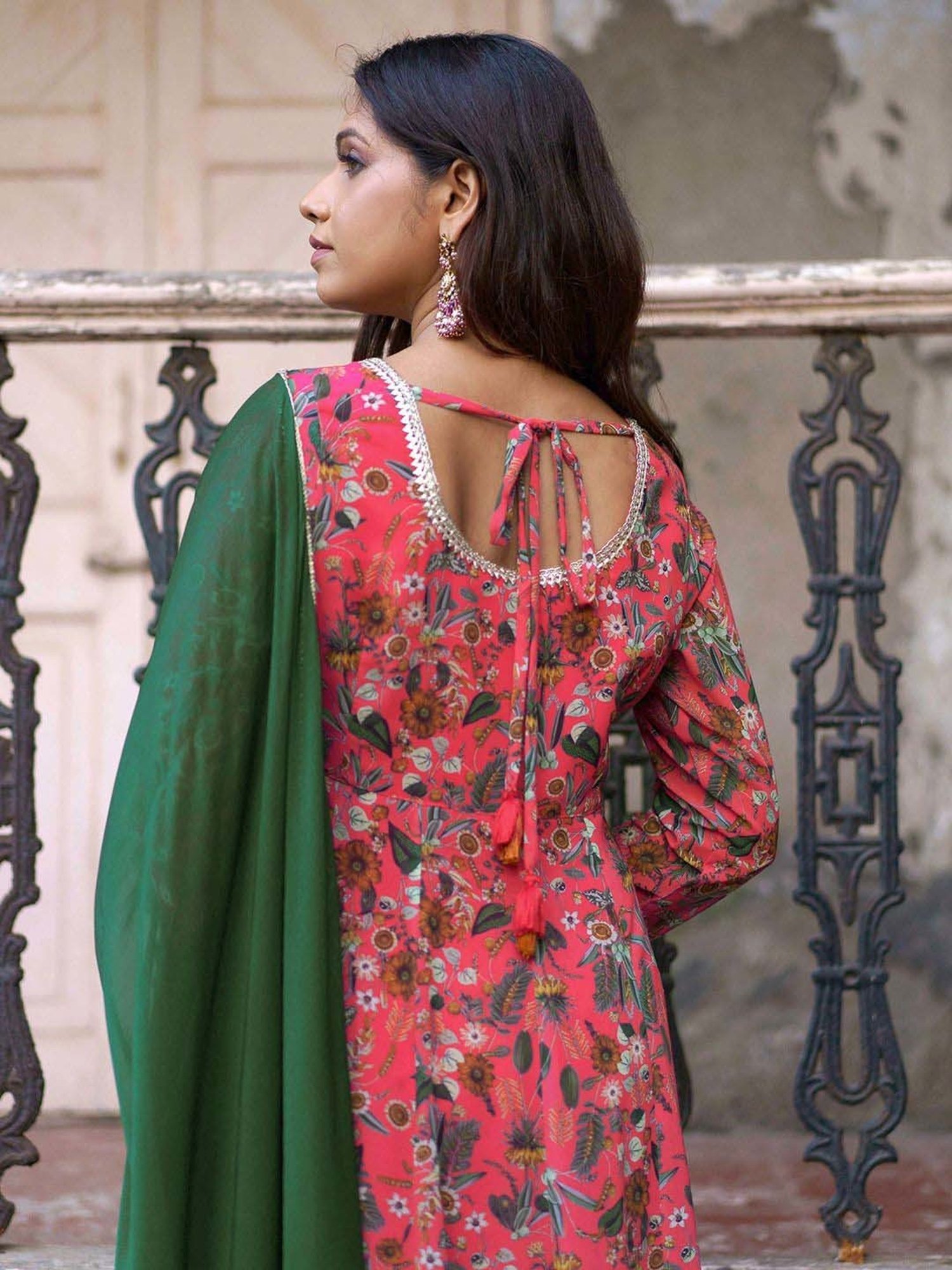 Janasya Pink Printed Kurta Palazzo Set With Dupatta