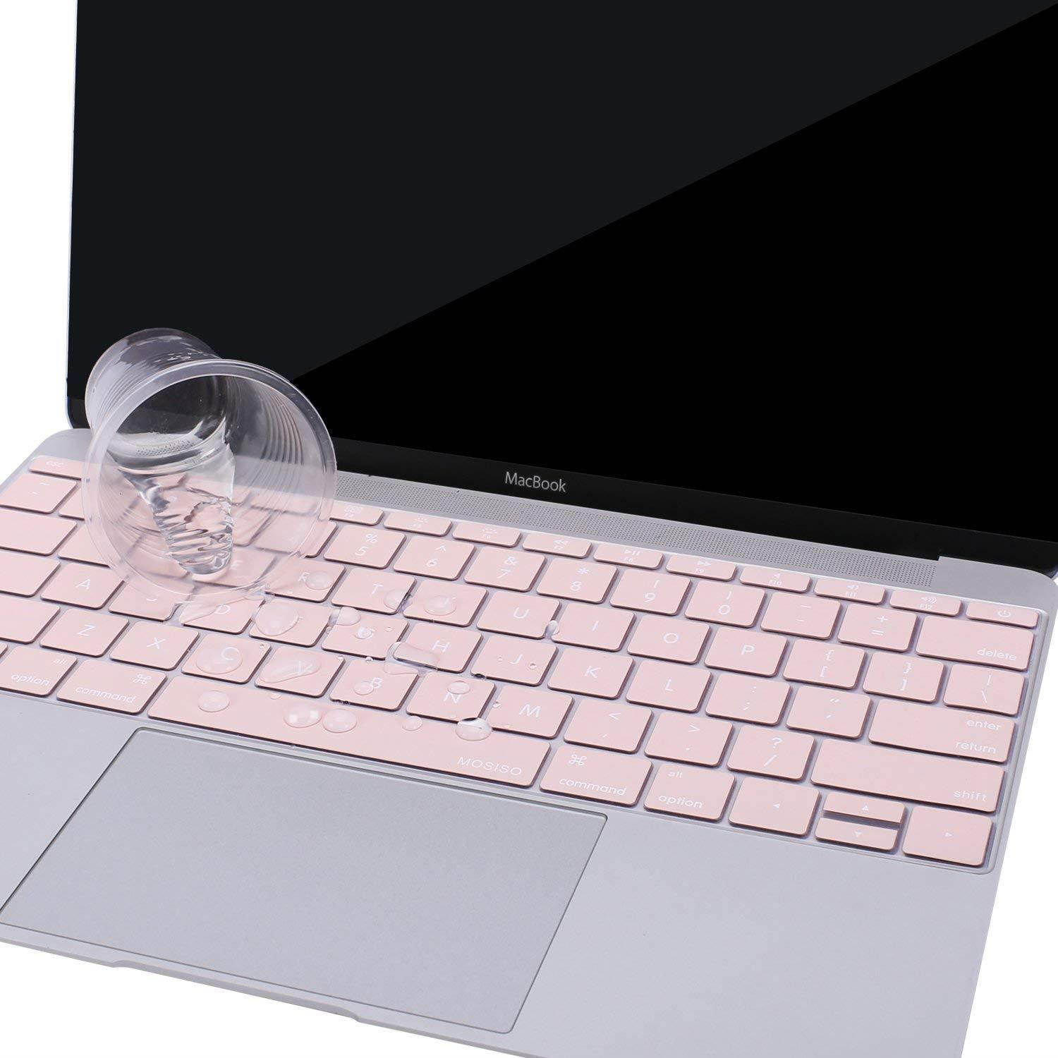 MOSISO Keyboard Cover Compatible MacBook Pro 13 Inch 2017 & 2016 Release A1708 No Touch Bar & New MacBook 12 Inch A1534 Protective Skin, Rose Quartz