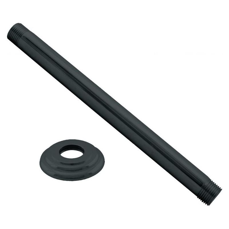 Westbrass 0.5 IPS x 6 Inch Lead-Free Brass Ceiling Mounted Shower Arm Extension with Machined Brass Flange, Matte Black