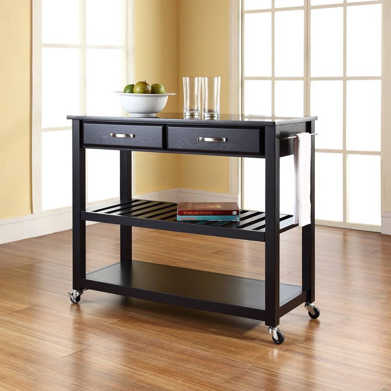 Granite Top Kitchen Prep Cart Black - Crosley