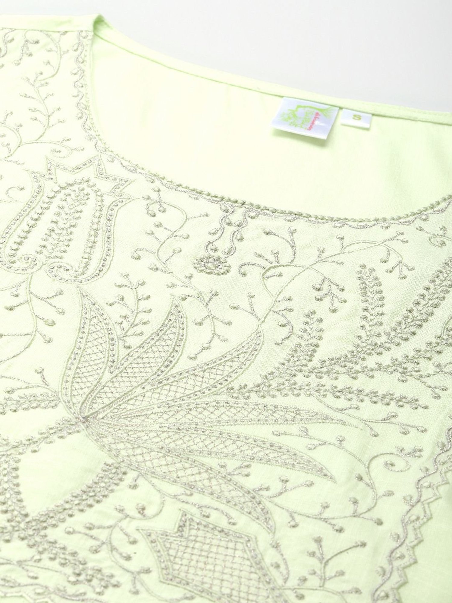 Prakrti Green Embroidered Straight Kurta