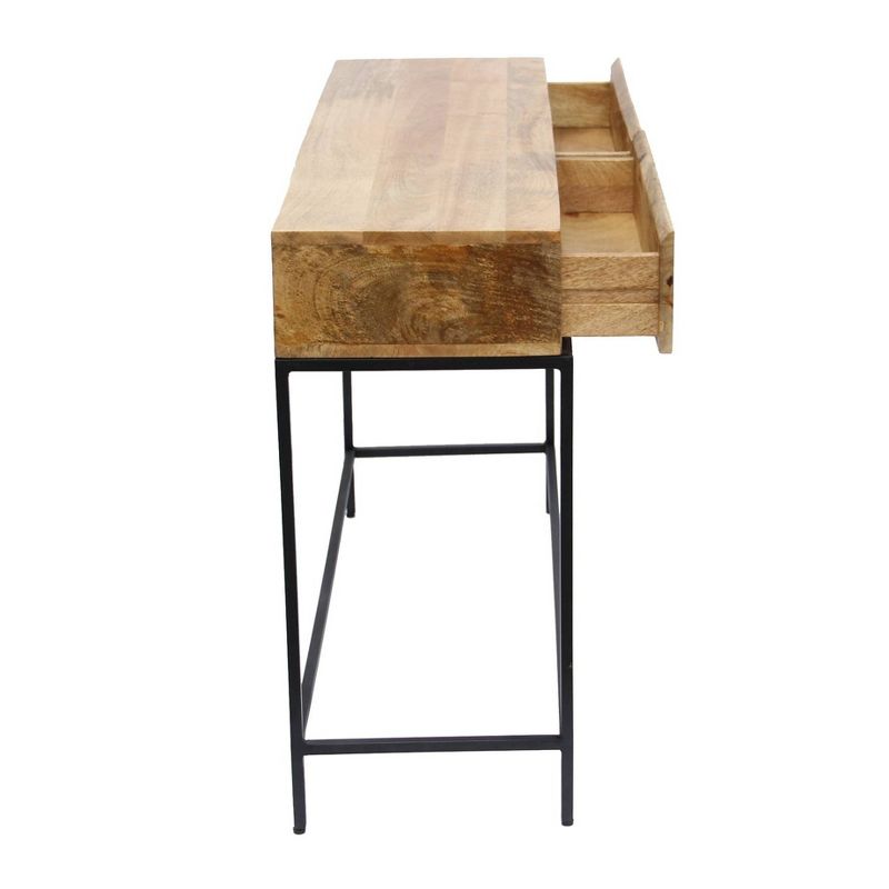 Mango Wood and Metal Console Table Natural Oak - The Urban Port
