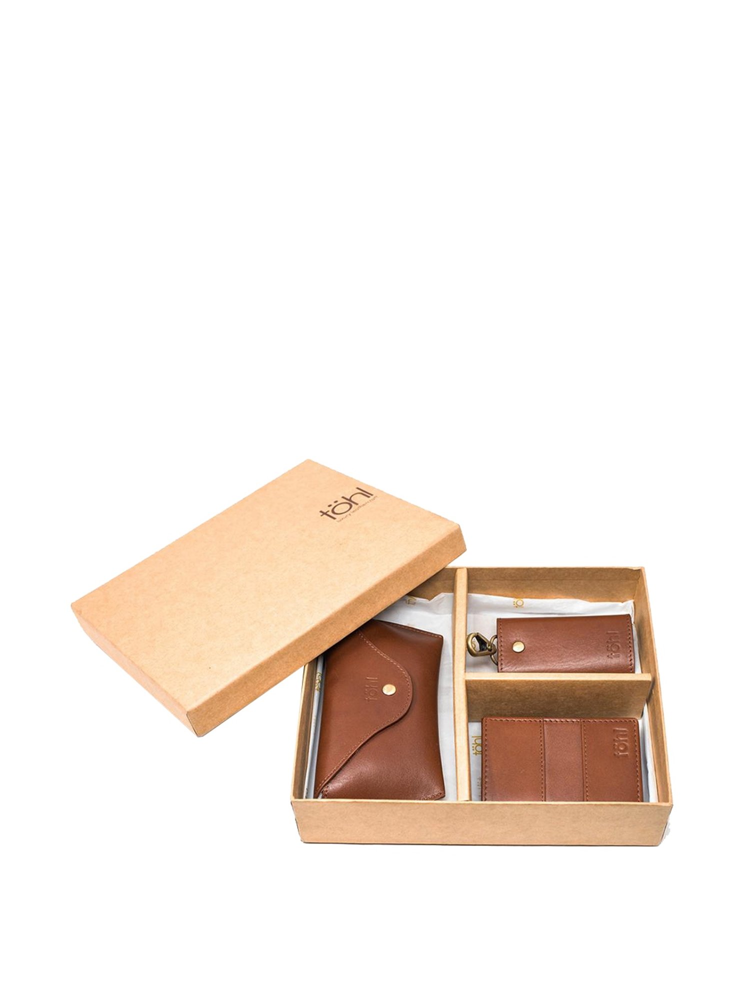 Tohl Angra Tan Casual Leather Bi-Fold Wallet,Keychain & Eyewear Case Set for Men