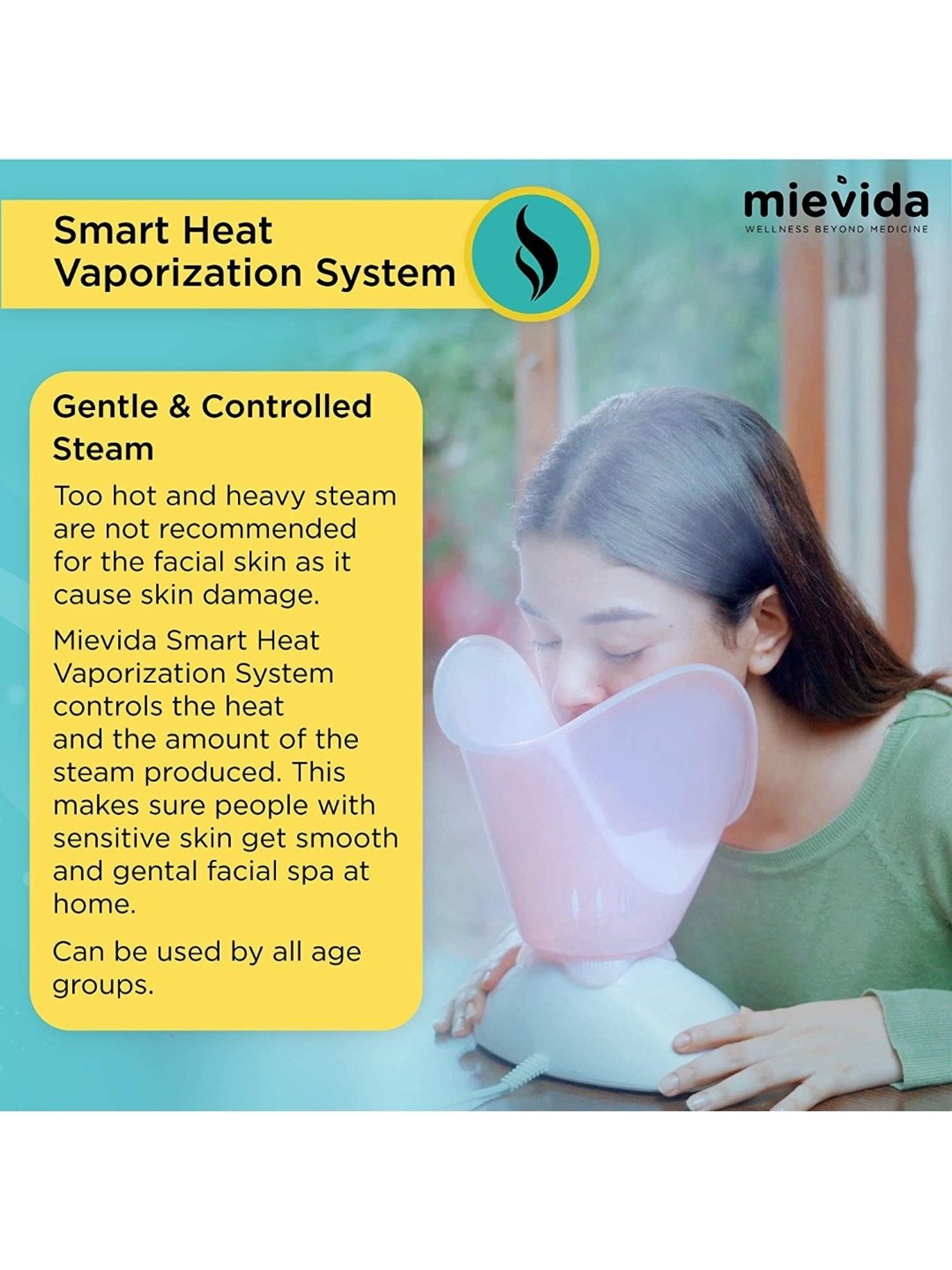 Mievida Steam Inhaler Vaporizer and Facial Steamer With Timer and Temperature Control System (Pink)